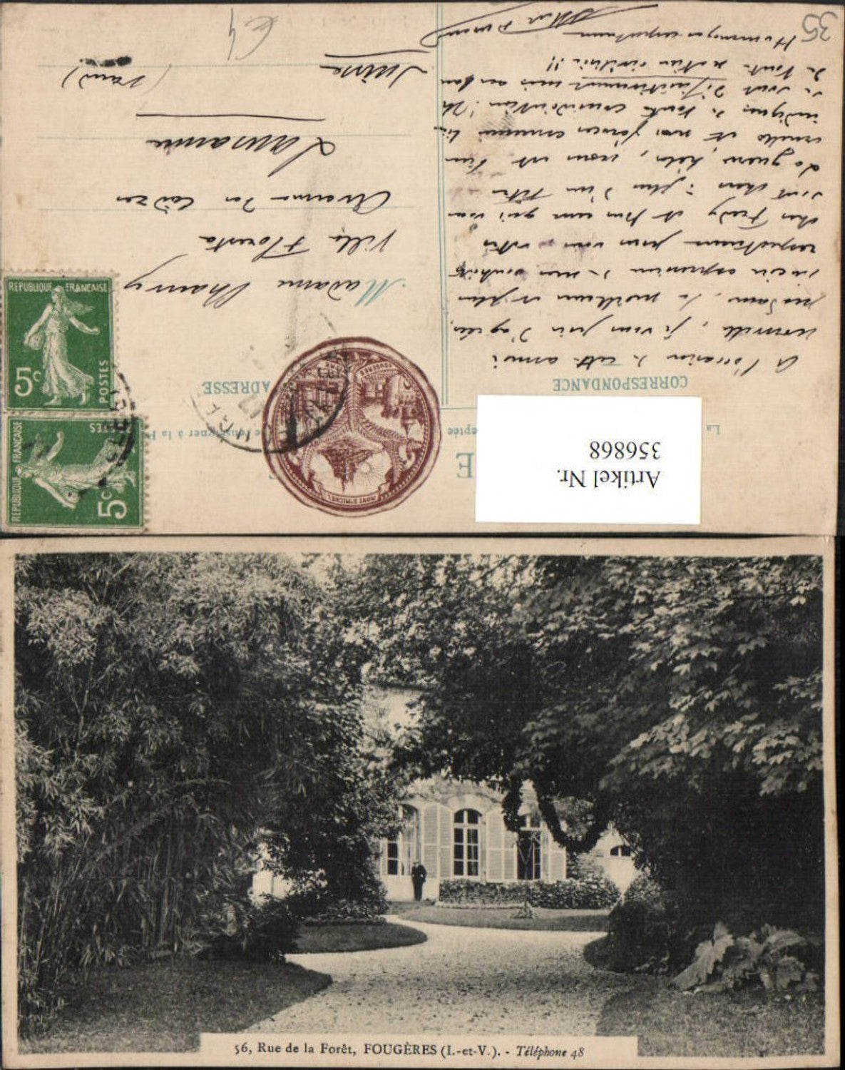 356868,Bretagne Ille-et-Vilaine Fougeres Rue de la Foret Schloss