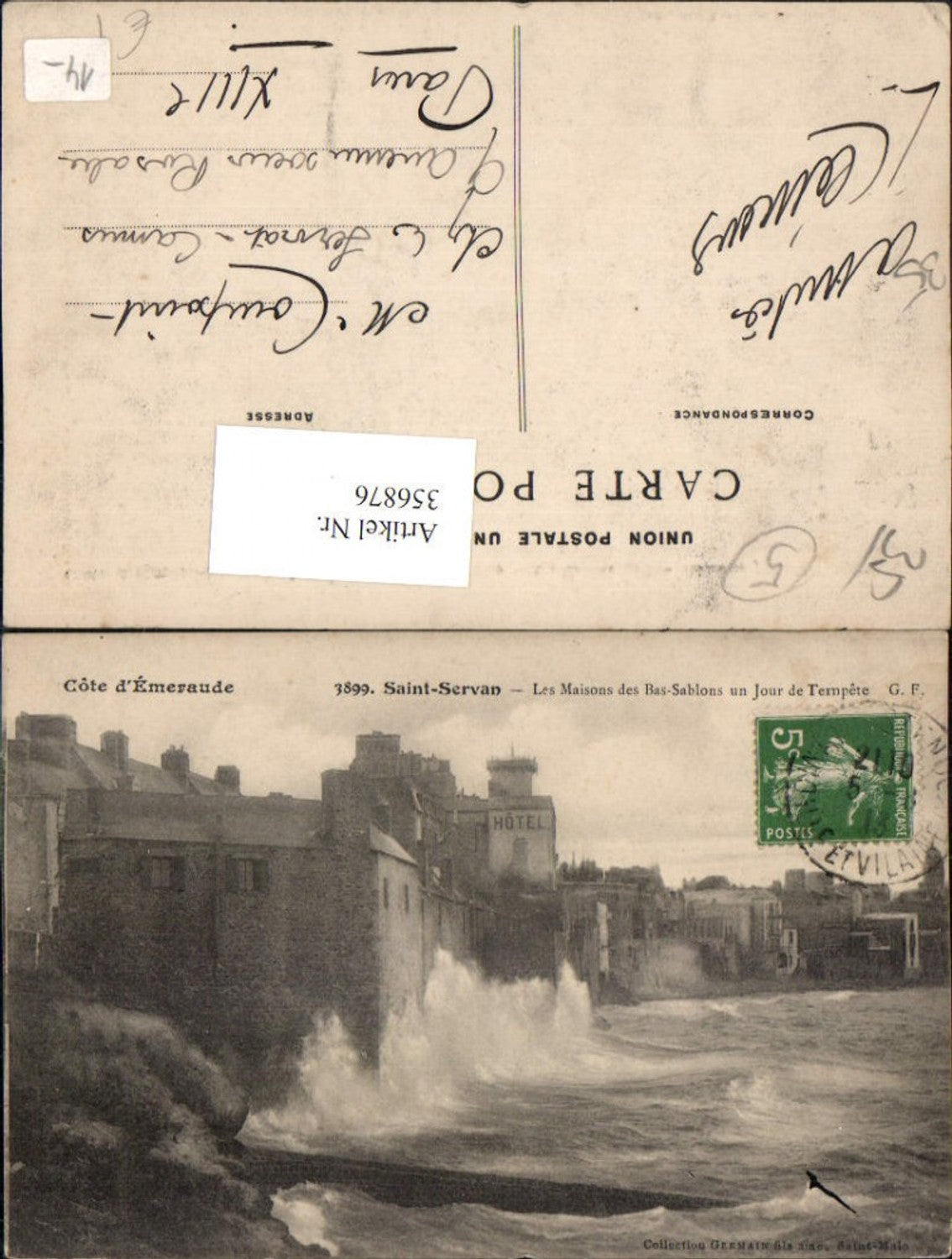 356876,Bretagne Ille-et-Vilaine Saint-Servan Les Maisons des Bas-Sablons Brandung