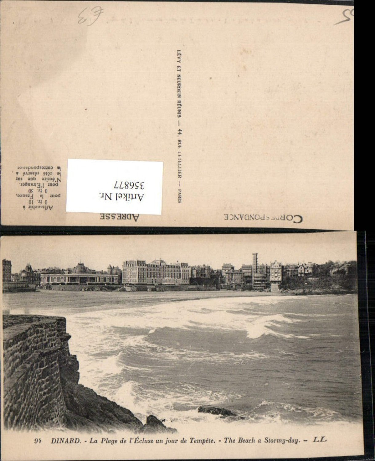356877,Bretagne Ille-et-Vilaine Dinard La Plage de l'Ecluse un jour de Tempete Strand