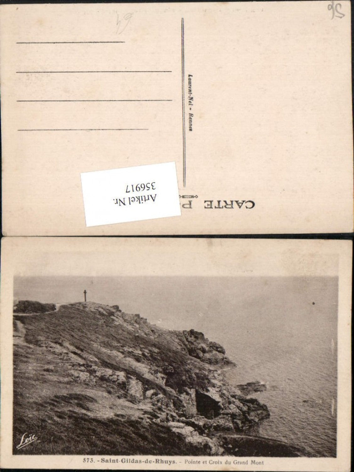 356917,Bretagne Morbihan Saint-Gildas-de-Rhuys Pointe et Croix du Grand Mont Küste