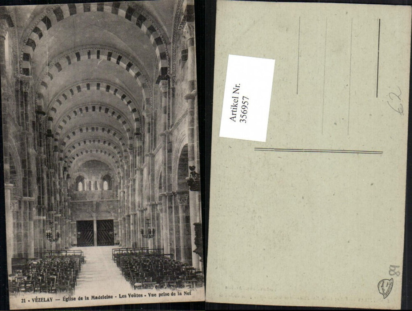 356957,Burgund Yonne Vezelay Eglise de la Madeleine Les Voutes Kirche Innenansicht