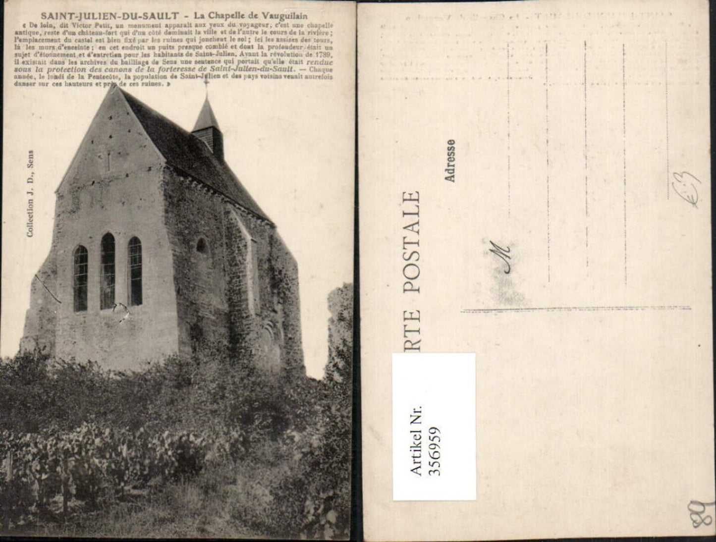356959,Burgund Yonne Saint-Julien-du-Sault La Chapelle de Vauguilain Kapelle