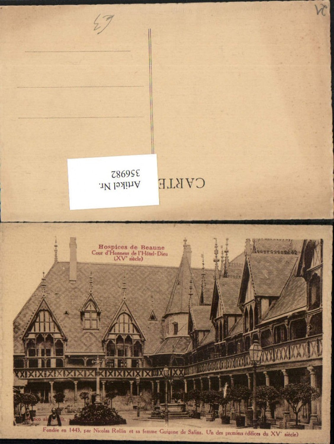 356982,Burgund Cote-Or Hospices de Beaume Cour d'Honneur de l'Hotel Dieu