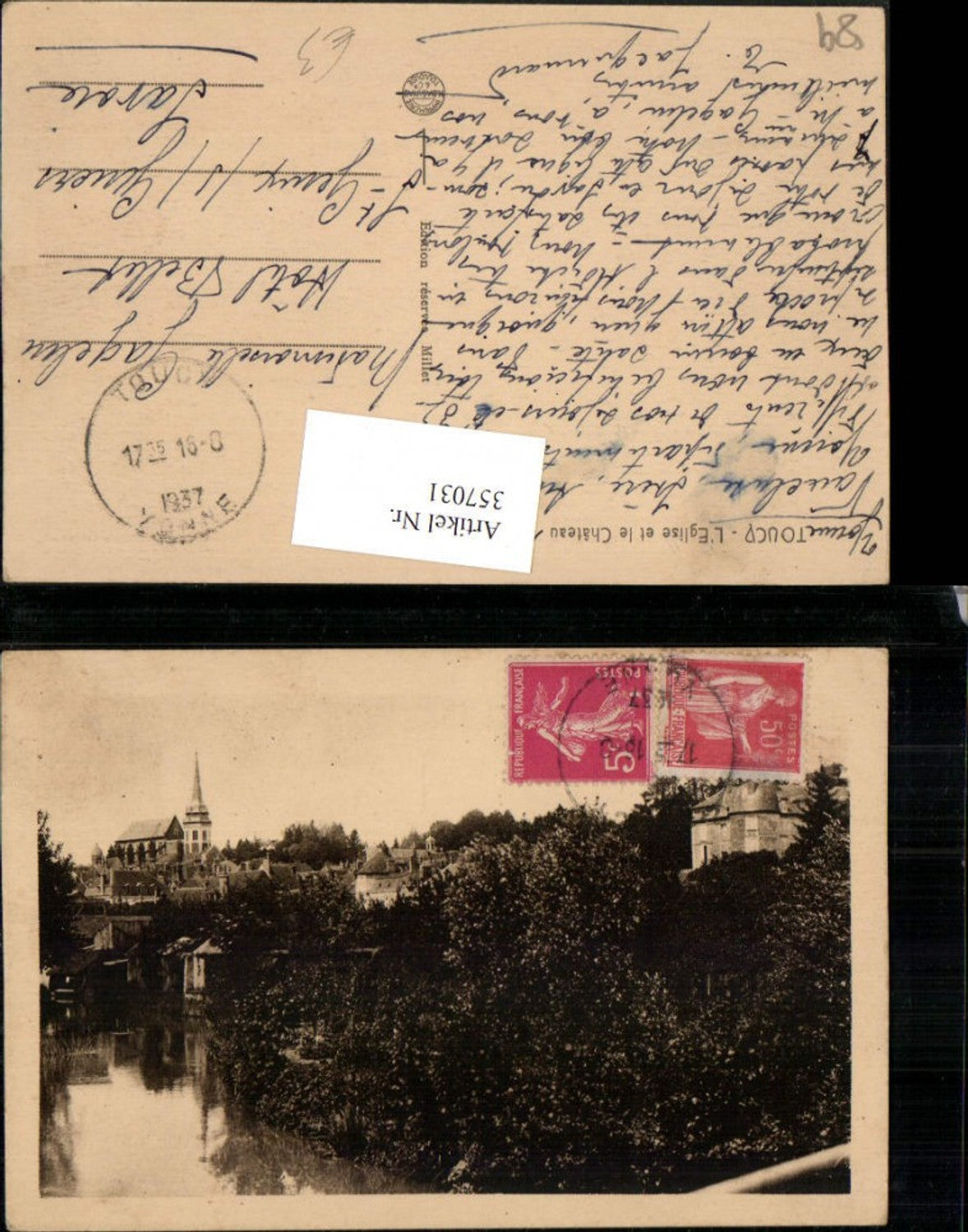 357031,Burgund Yonne Toucy L'Eglise et le Chateau Schloss
