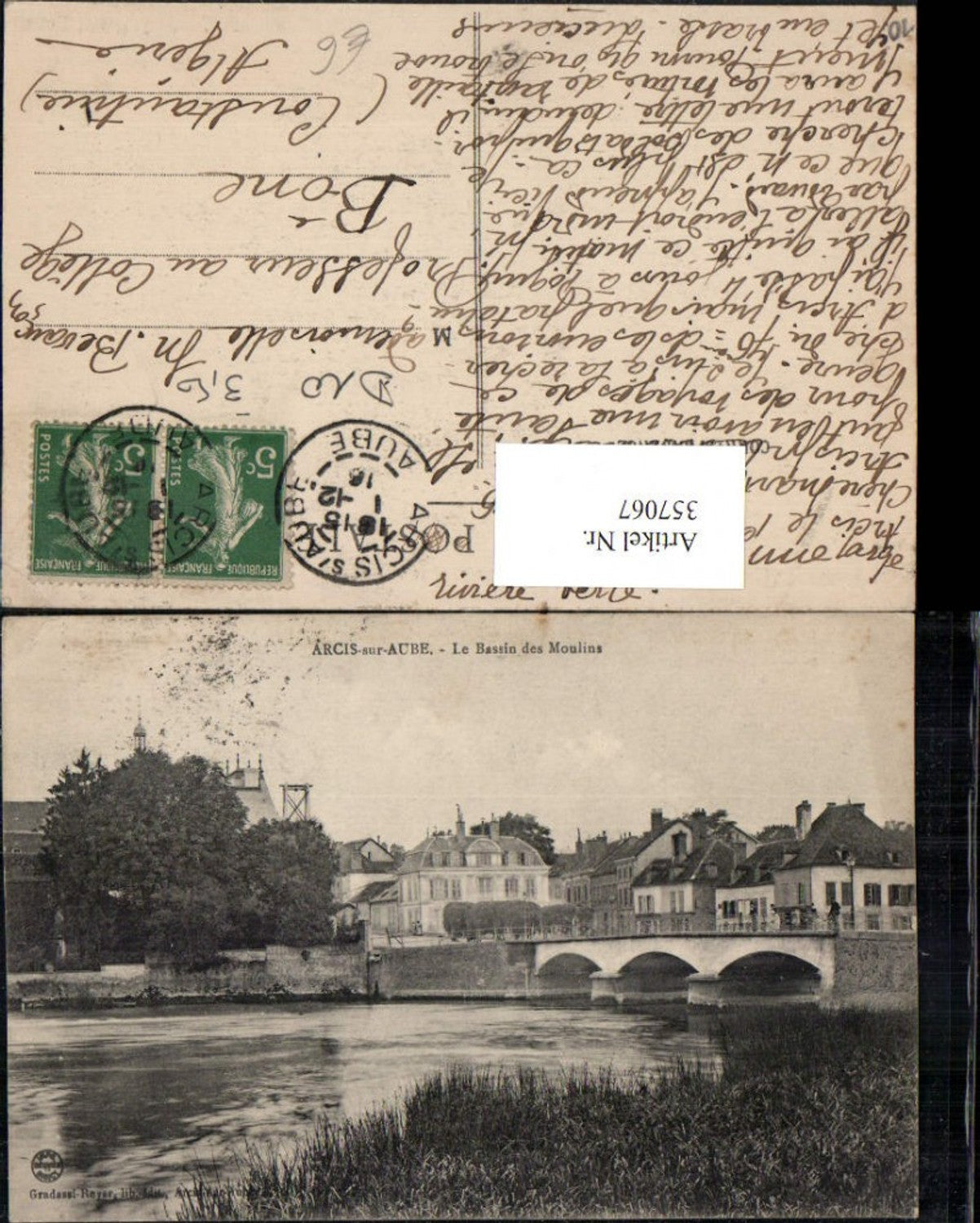 357067,Champagne-Ardenne Aube Arcis-sur-Aube Le Bassin des Moulins Brücke