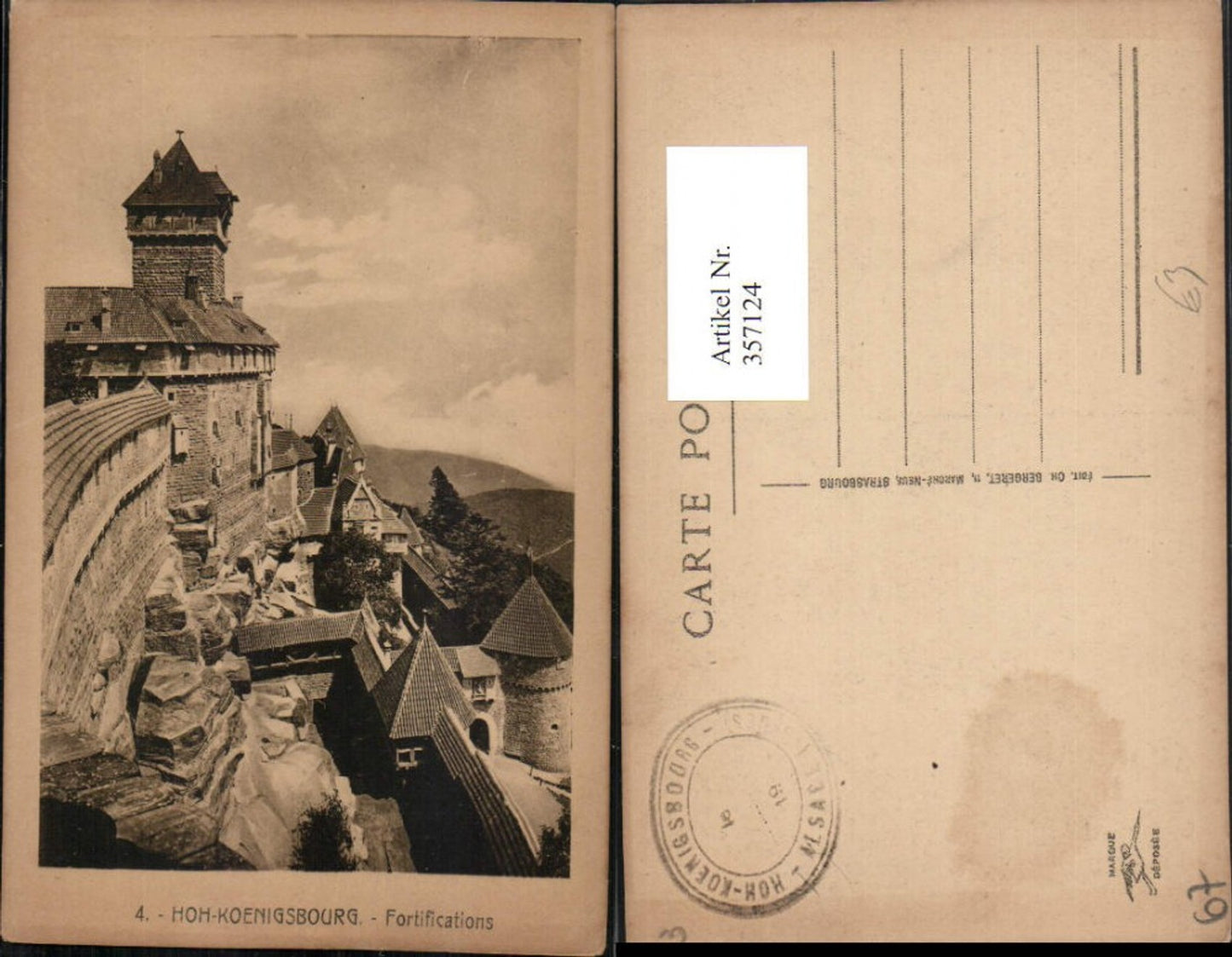 357124,Elsass Bas-Rhin Hoh-Koenigsbourg b. Orschwiller Fortifications Burg