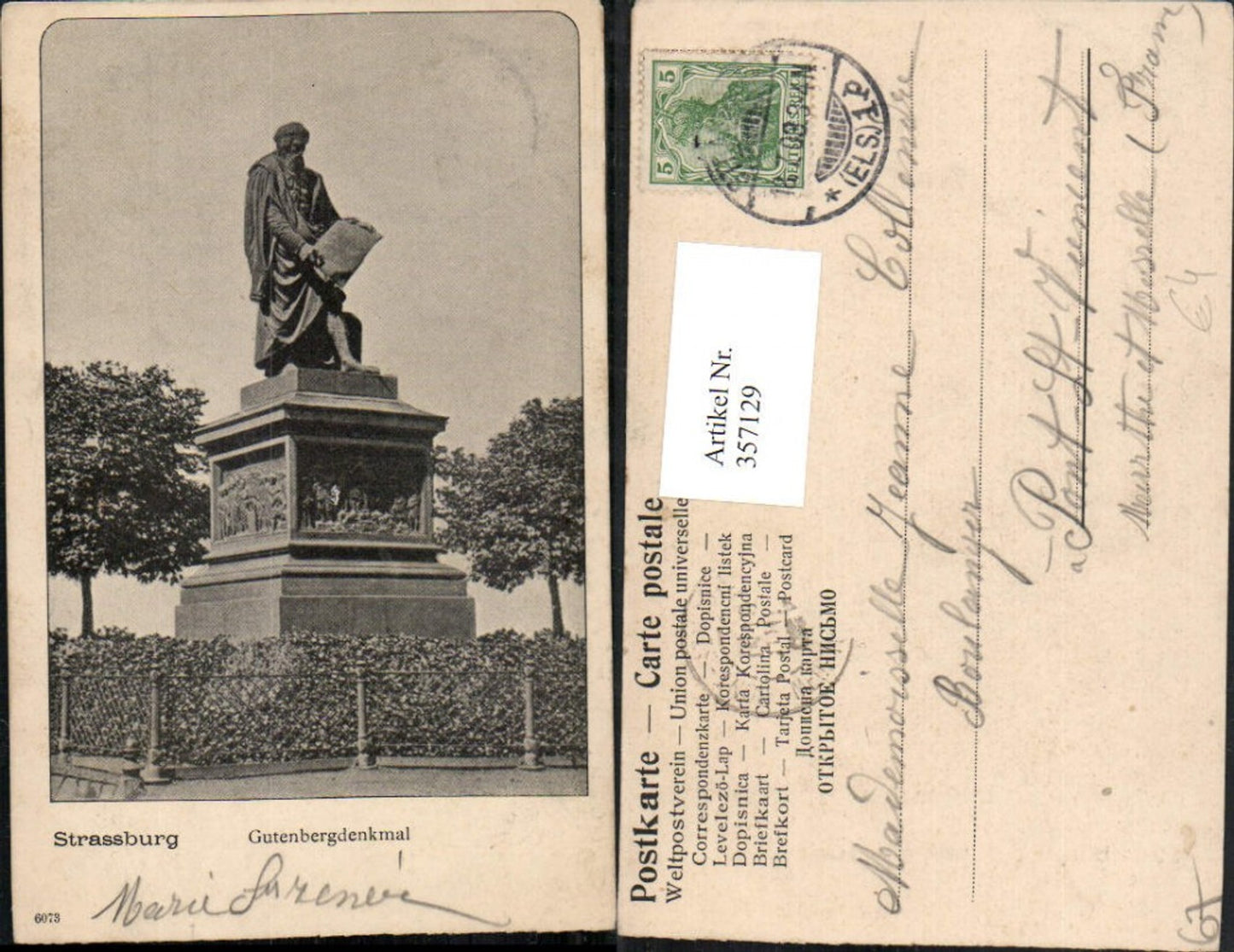 357129,Elsass Bas-Rhin Strasbourg Straßburg Gutenberg-Denkmal