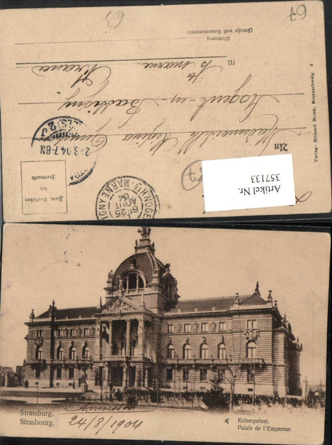 357133,Elsass Bas-Rhin Strasbourg Straßburg Palais de l'Empereur Kaiserpalast