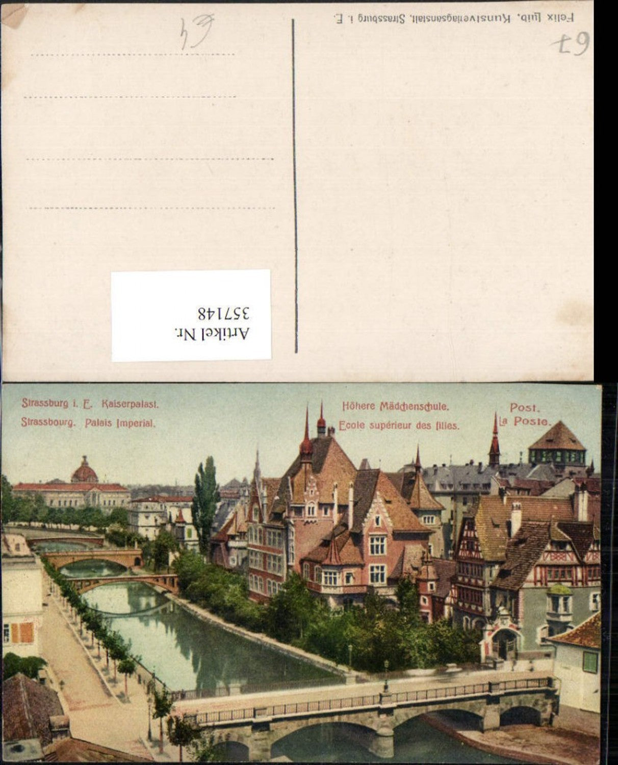 357148,Elsass Bas-Rhin Strasbourg Straßburg Palais Imperial Ecole Schule Brücken