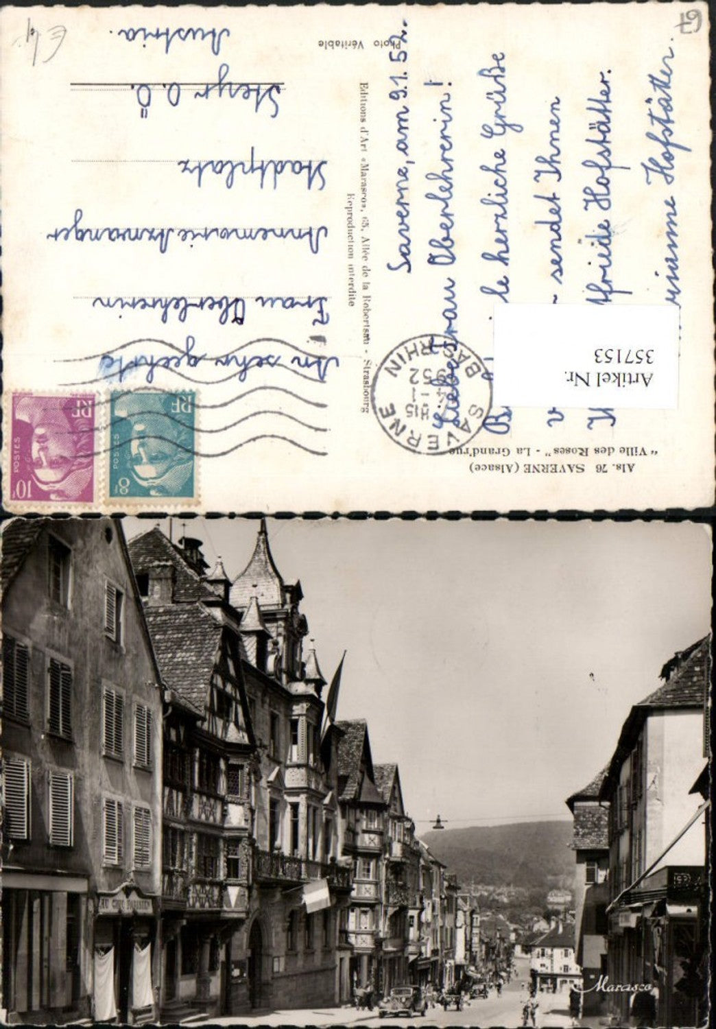357153,Elsass Bas-Rhin Saverne La Grand rue Ville des Roses Straßenansicht