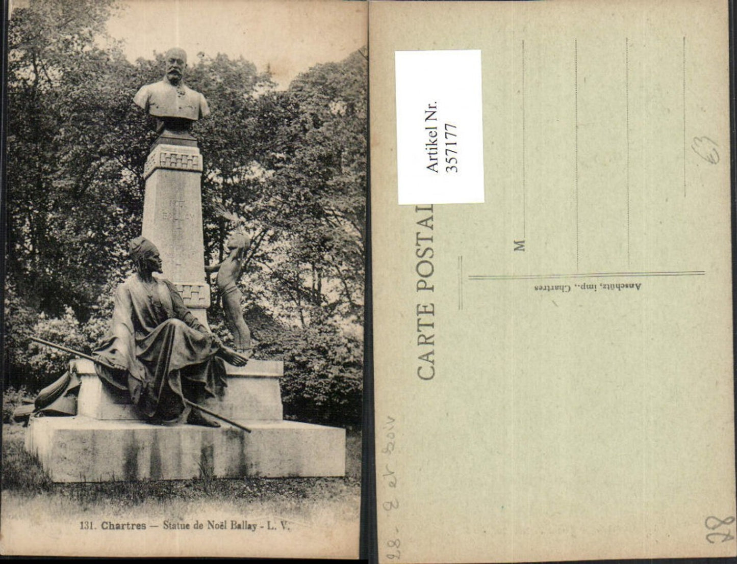 357177,Centre Eure-et-Loir Chartres Statue de Noel Ballay monument bust