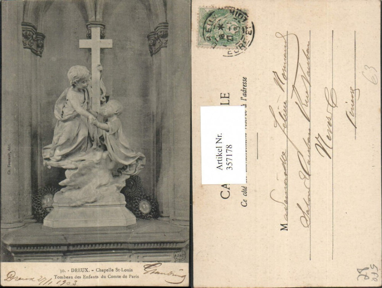 357178,Centre Erue-et-Loir Dreux Chapelle St-Louis Tombeau des Enfants du Comte de Paris