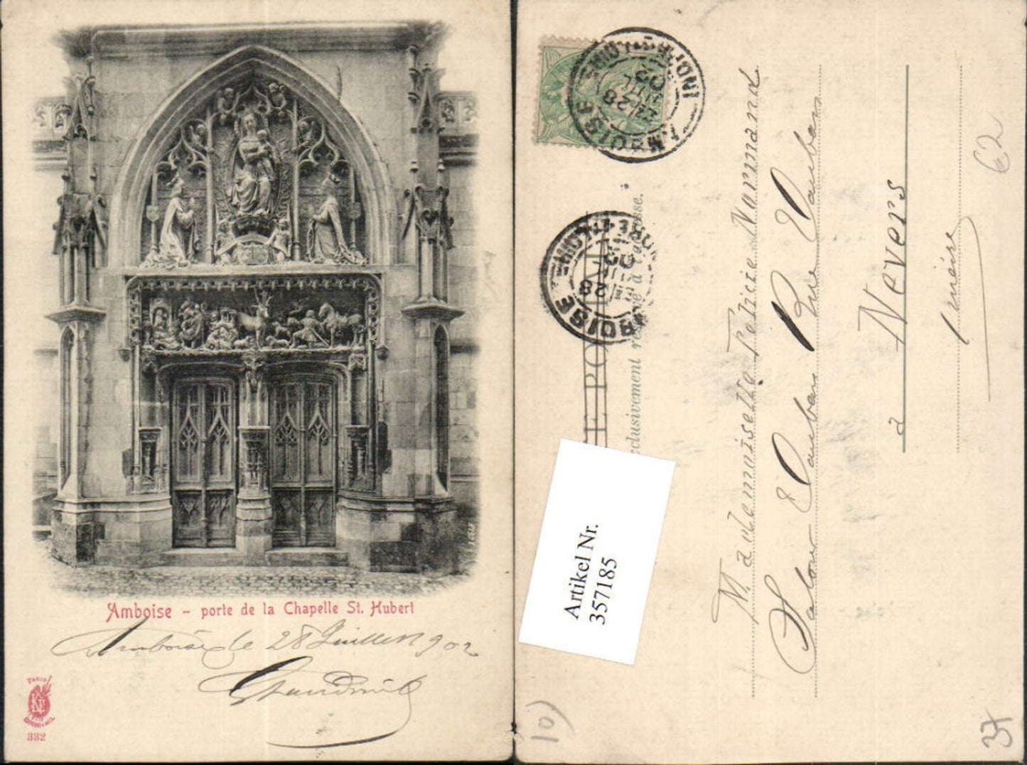 357185,Centre Indre-et-Loire Amboise Porte de la Chapelle St. Hubert Kirchenportal