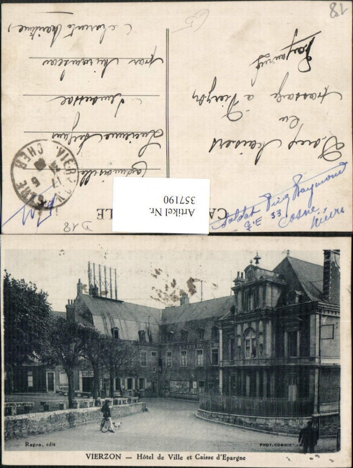 357190,Centre Cher Vierzon Hotel de Ville et Caisse d'Epargne Rathaus