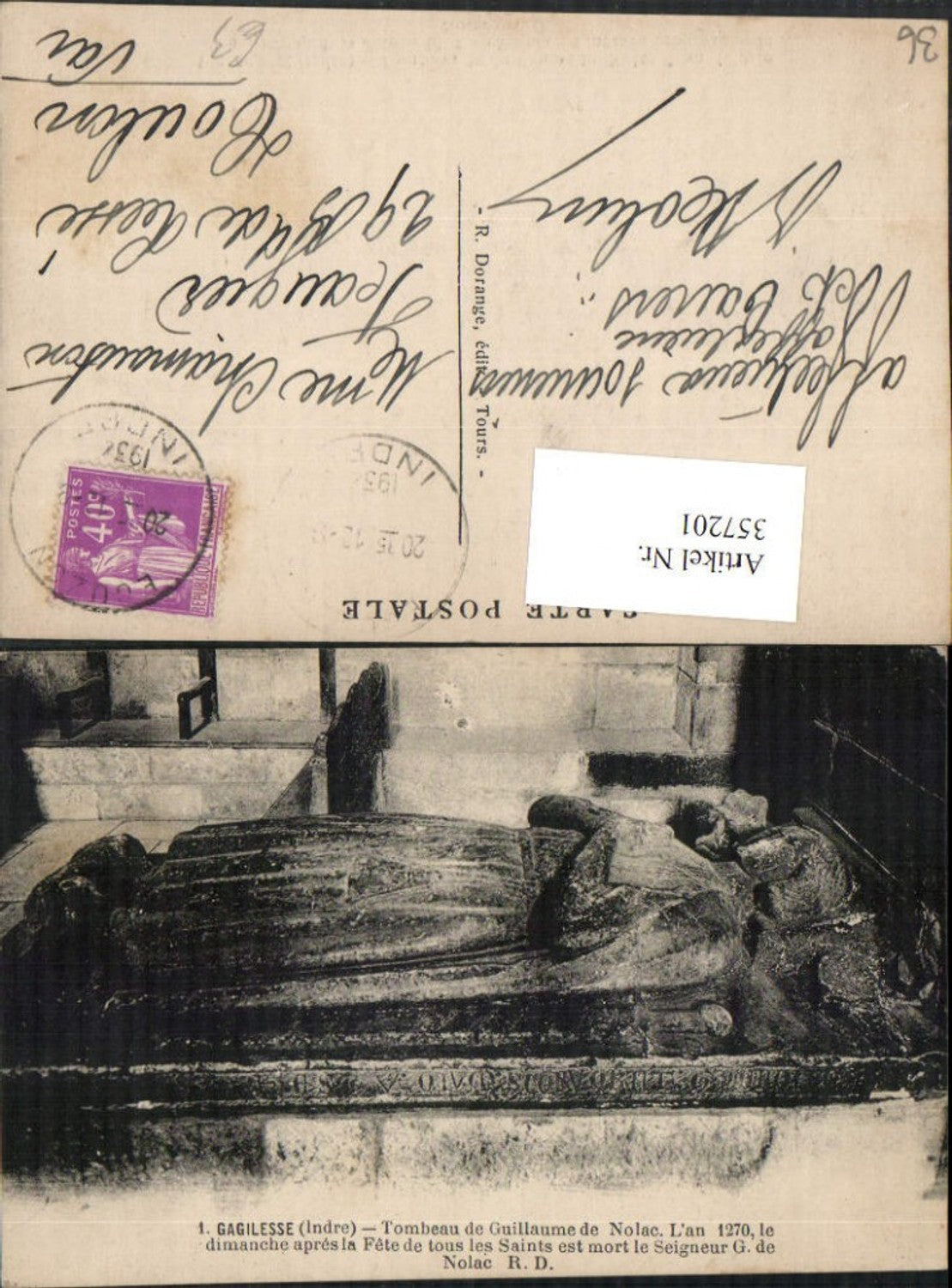 357201,Centre Indre Gagilesse Tombeau de Guillaume de Nolac Grabmal