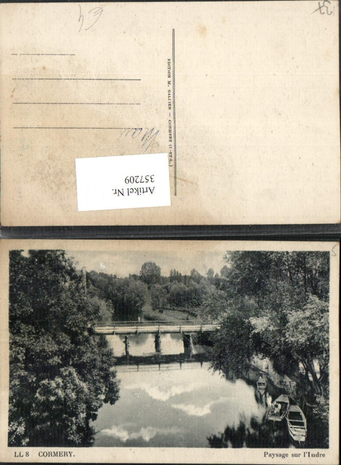 357209,Centre Indre-et-Loire Cormery Pysage sur l'Indre Fluss Brücke