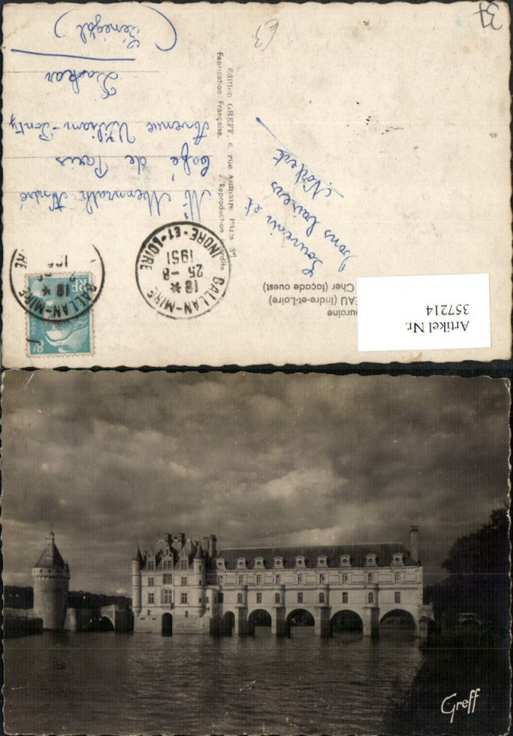 357214,Centre Indre-et-Loire Chenonceau Le Chateau sur le Cher Castle River