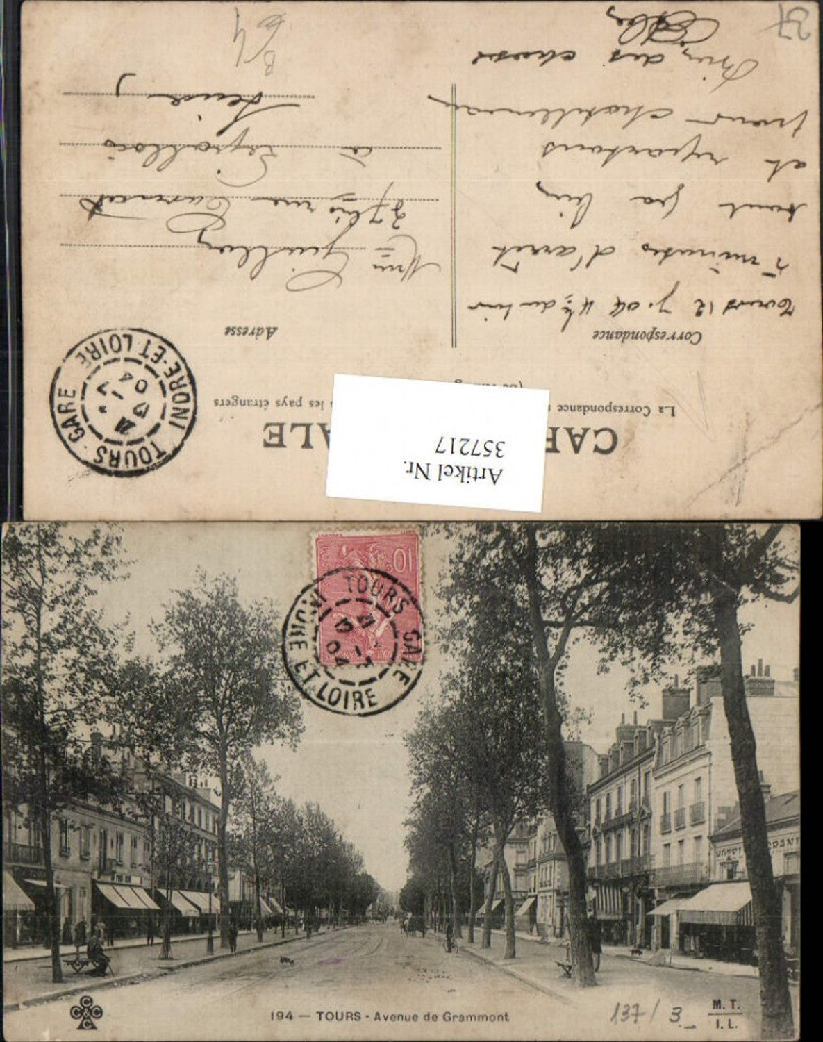 357217,Centre Indre-et-Loire Tours Avenue de Grammont Straßenansicht