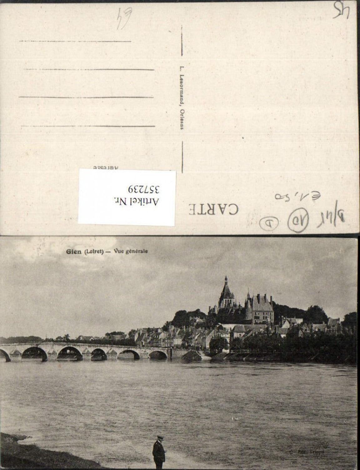 357239,Centre Loiret Gien Vue generale Teilansicht Brücke