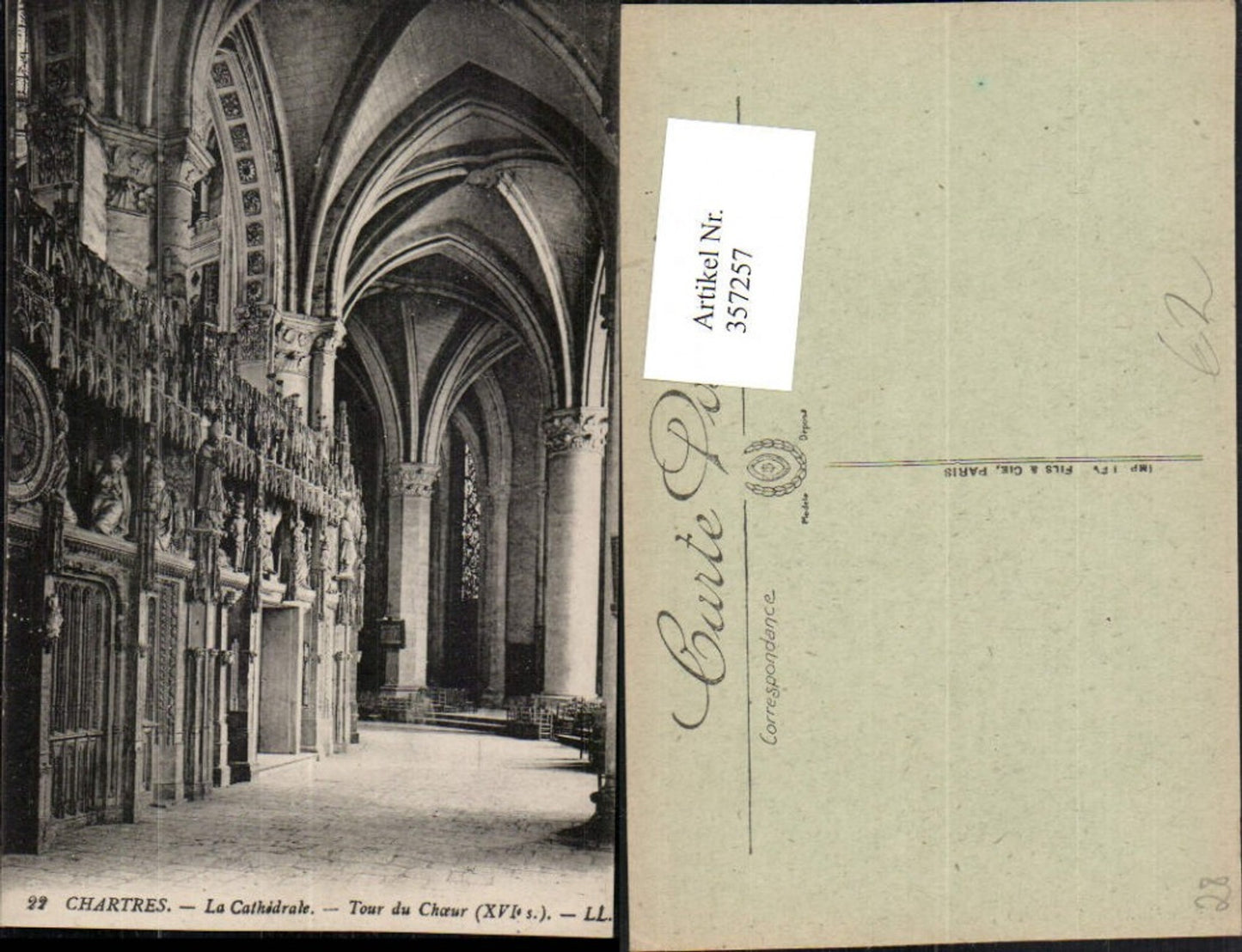 357257,Centre Eure-et-Loir Chartres La Cathedrale Tour du Choeur Kirche Innenansicht