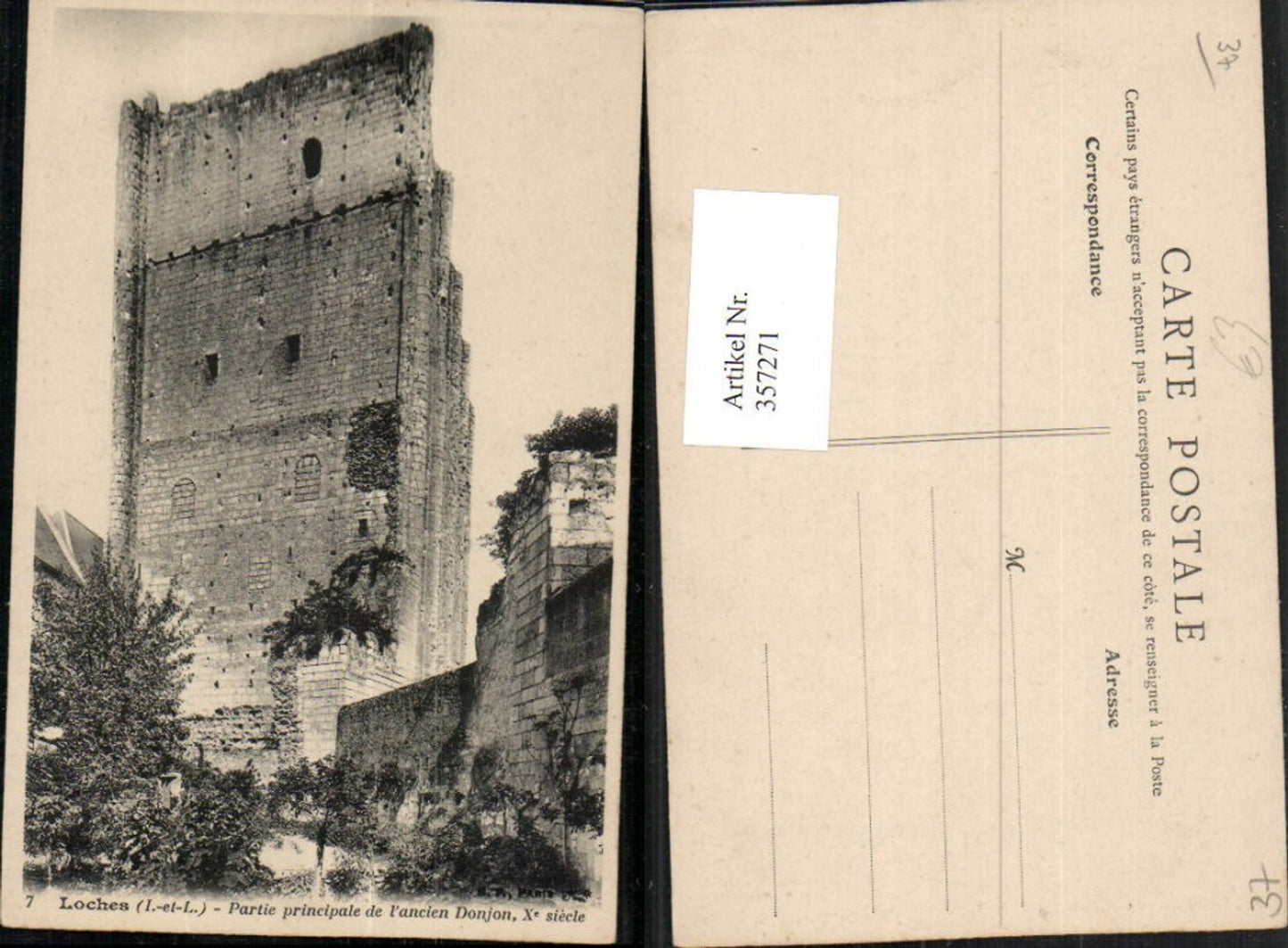 357271,Centre Indre-et-Loire Loches Partie principale de l'ancien Donjon Turm