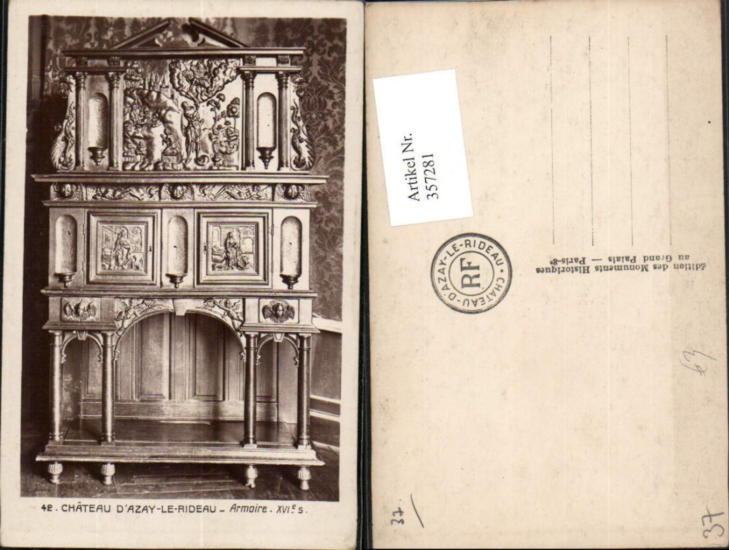 357281,Centre Indre-et-Loire Chateau Schloss d'Azay-le-Rideau Armoire Schrank