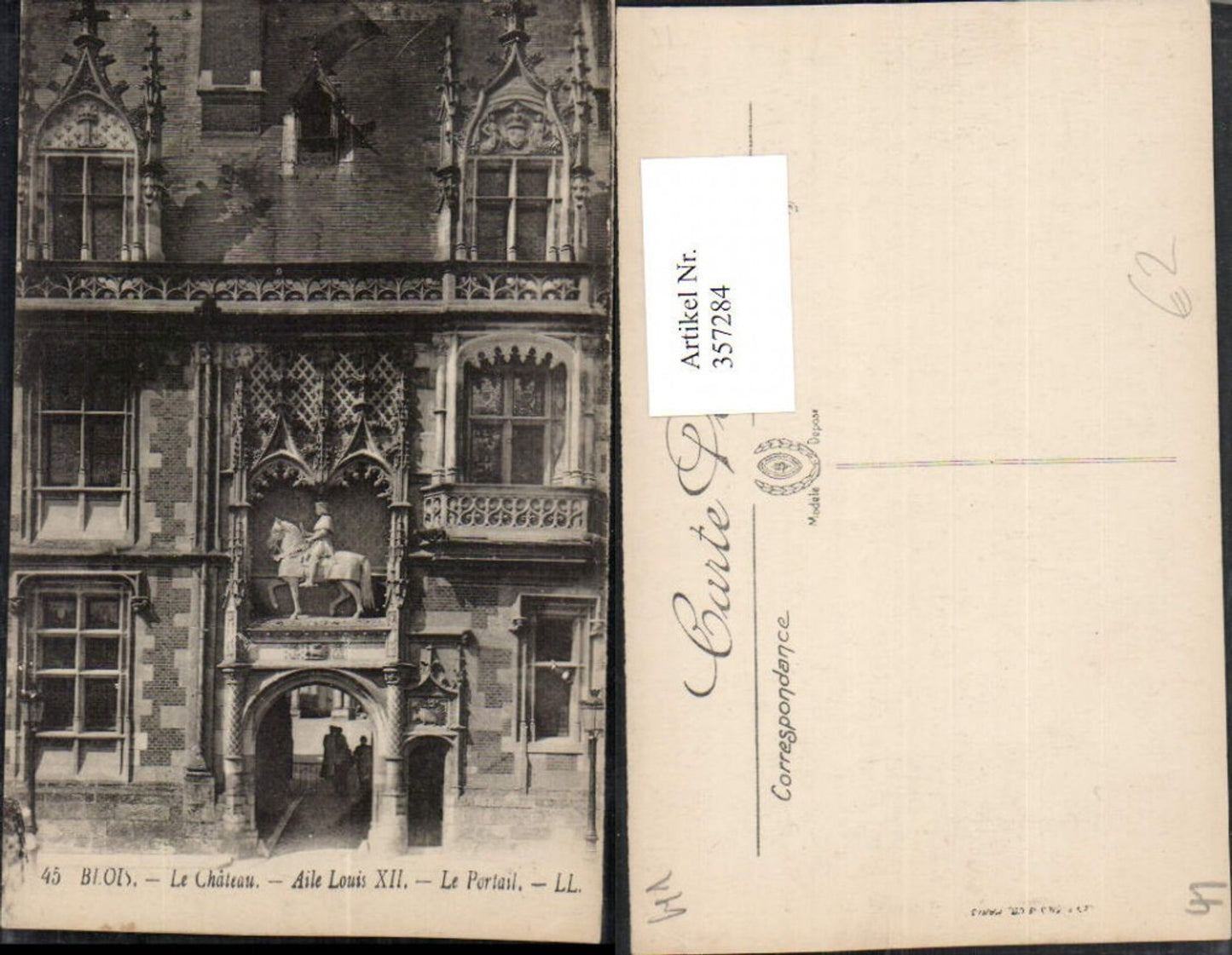 357284,Centre Loire-et-Cher Blois Le Chateau Aile Louis Portail Schloss Portal