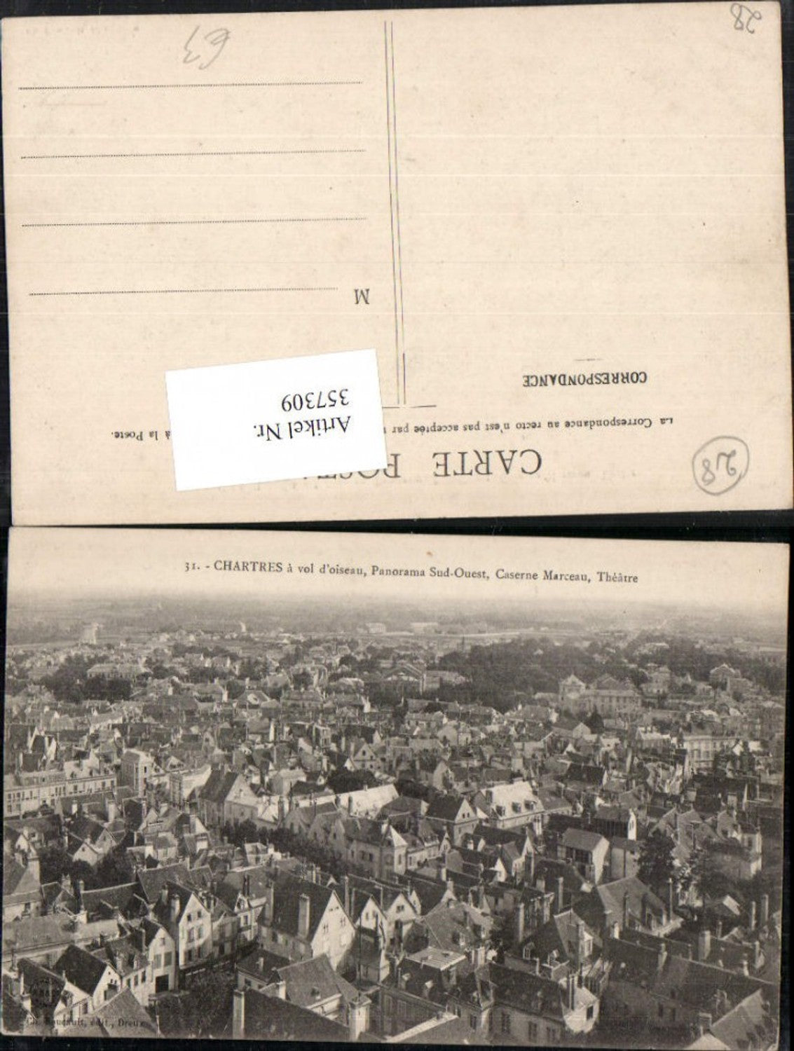 357309,Centre Eure-et-Loir Chartres Panorama Caserne Marceau Theatre Totale