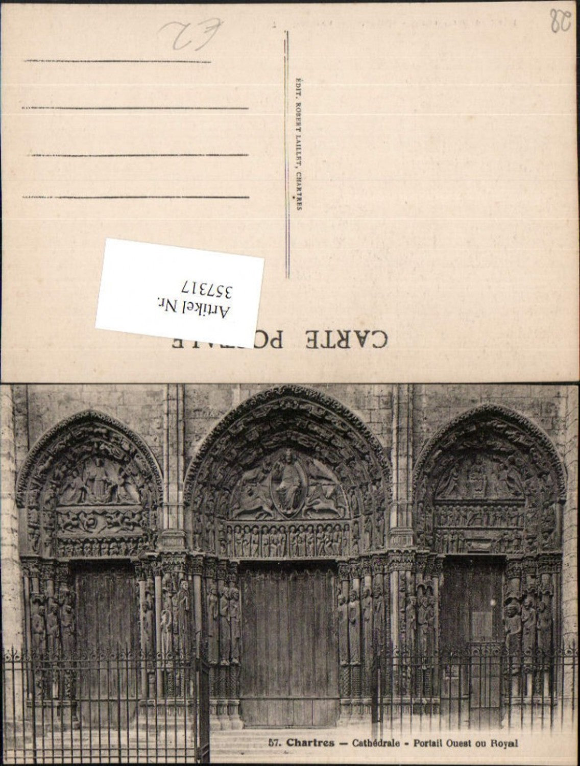 357317,Centre Eure-et-Loir Chartres Cathedrale Portail Kirchenportal