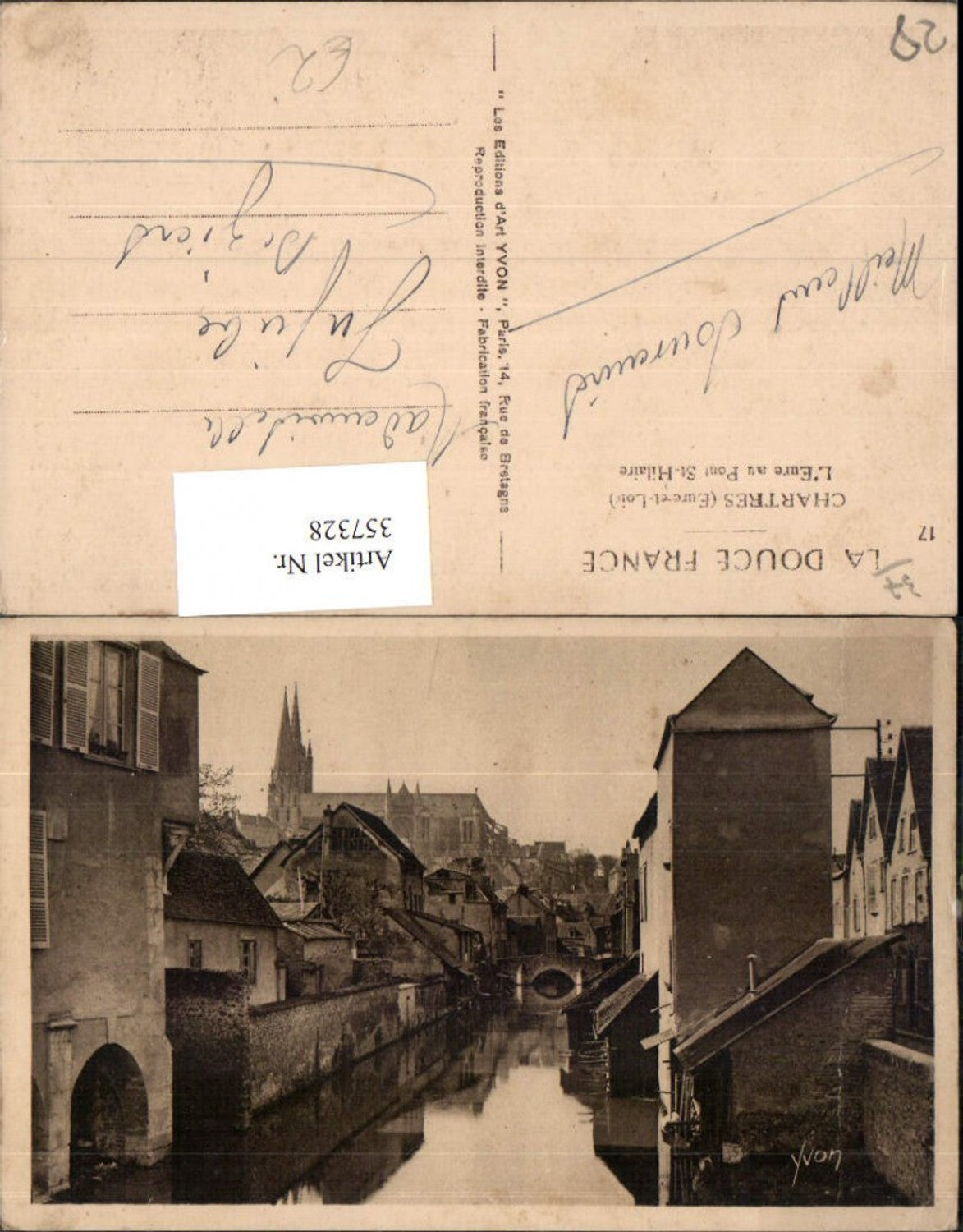357328,Centre Eure-et-Loir Chartres L'Eure au Pont St-Hilaire Kanal Brücke