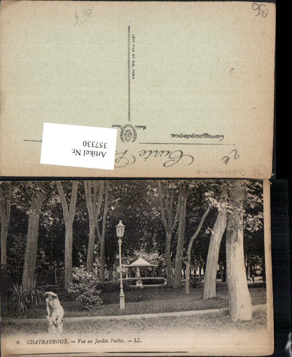 357330,Centre Indre Chateauroux Vue au Jardin Public Park Statue