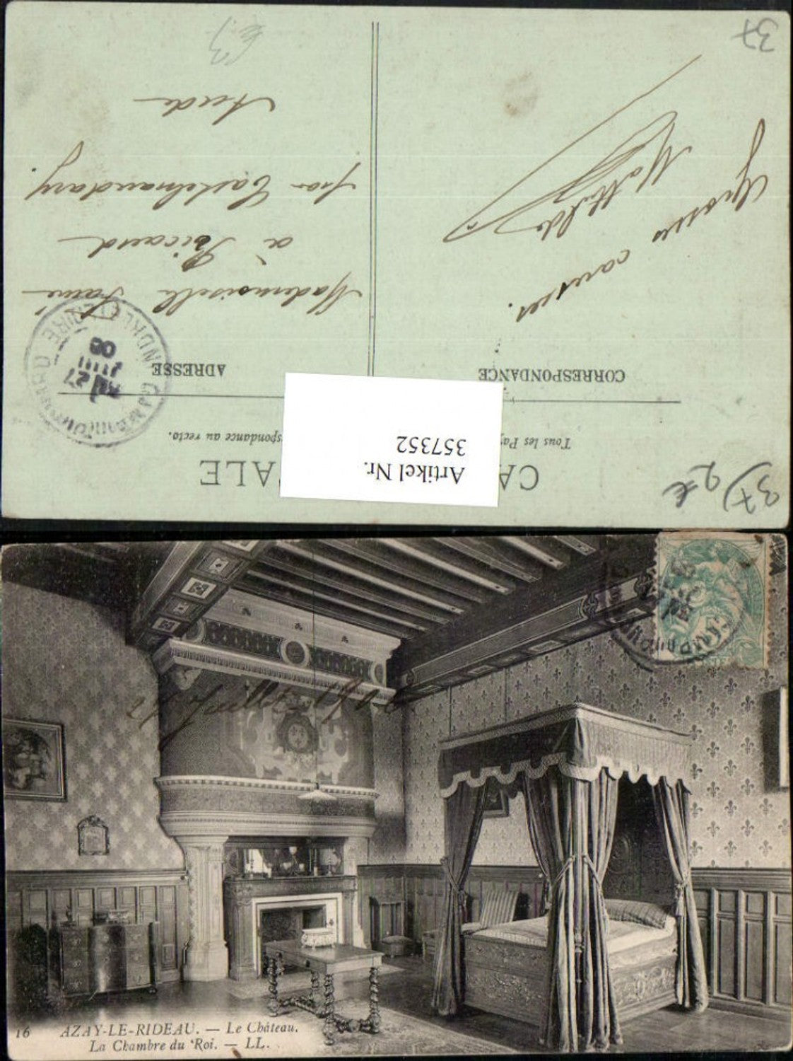 357352,Centre Indre-et-Loire Azay-le-Rideau Le Chateau La Chambre du Roi Schloss Bett