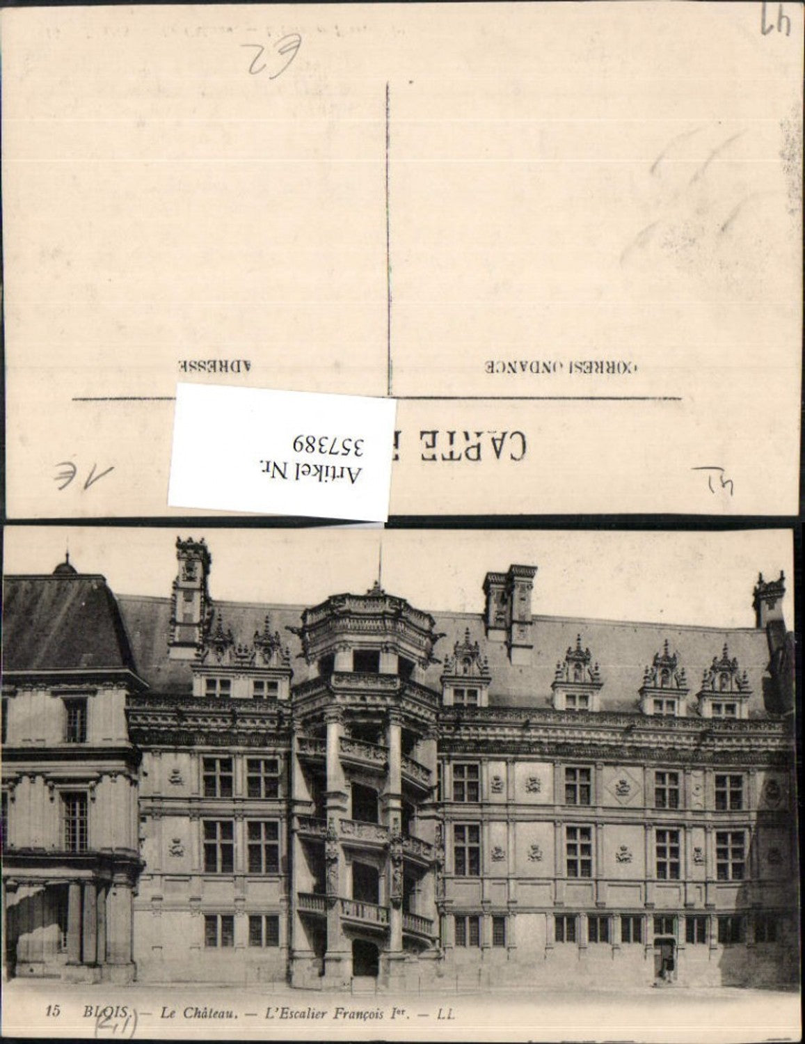 357389,Centre Loire-et-Cher Blois Le Chateau L'Escalier Francois Schloss Wendeltreppe