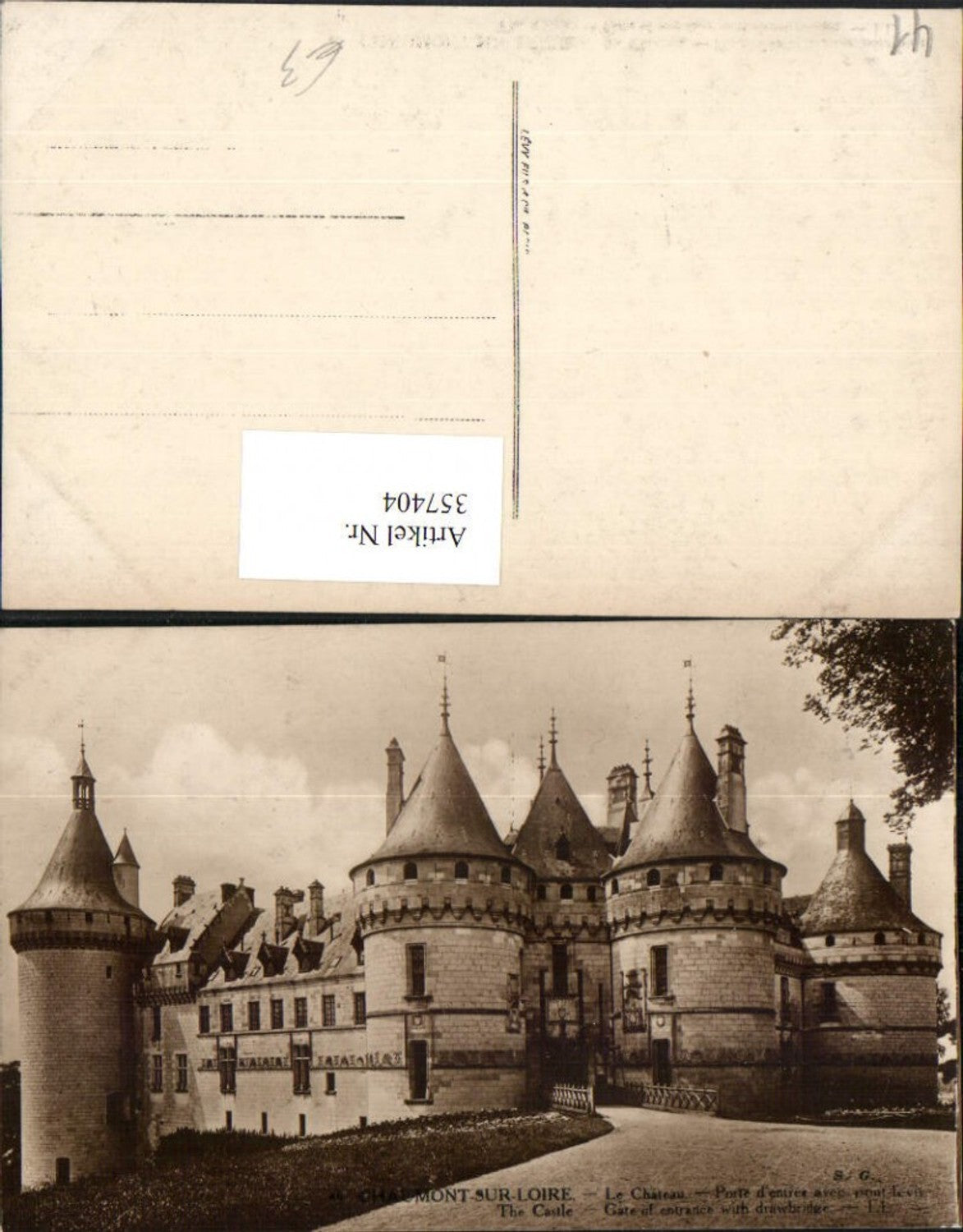 357404,Centre Loire-et-Cher Chaumont-sur-Loire Le Chateau Porte entree Schloss Eingang