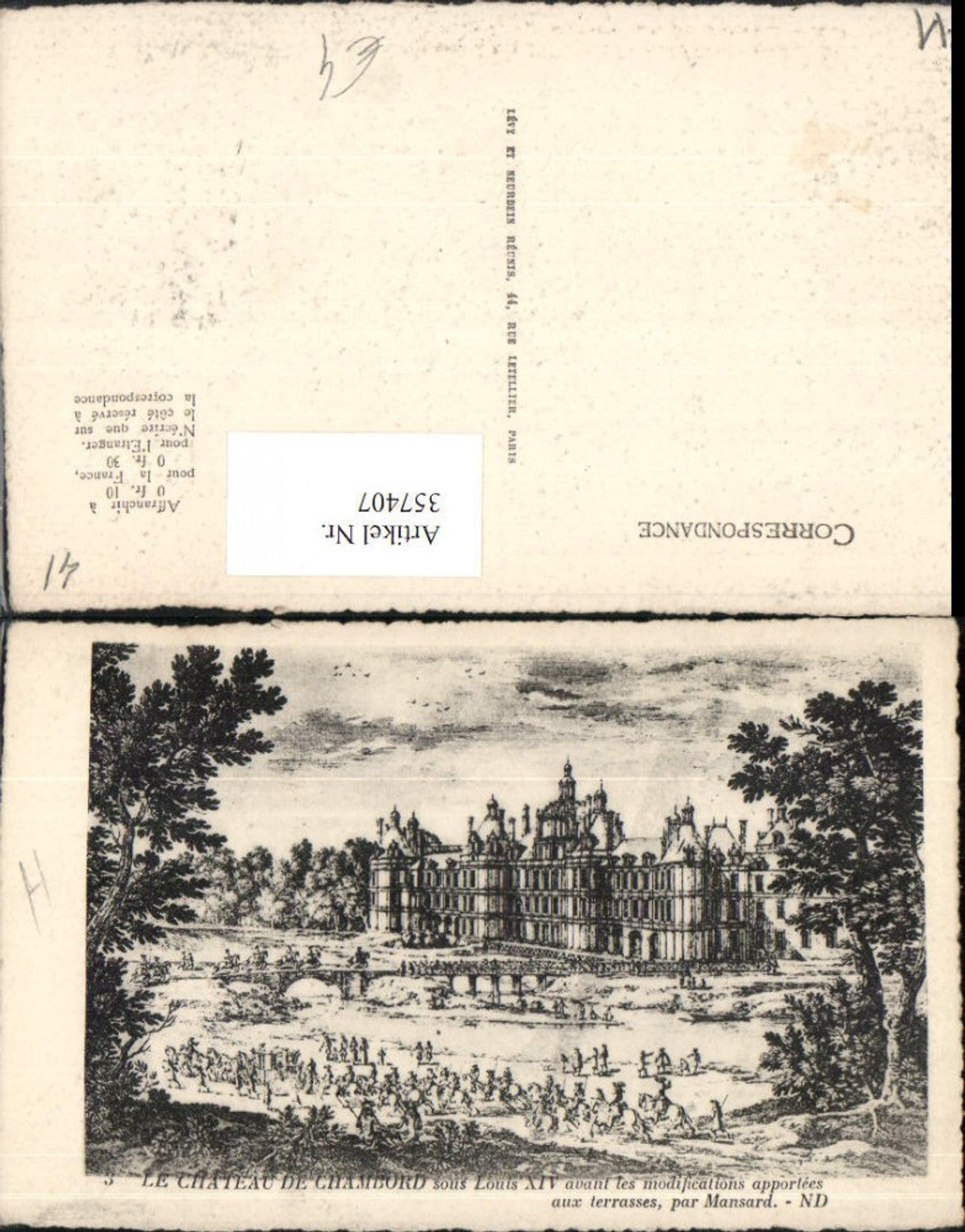357407,Künstler AK Centre Loire-et-Cher Chateau de Chambord Schloss