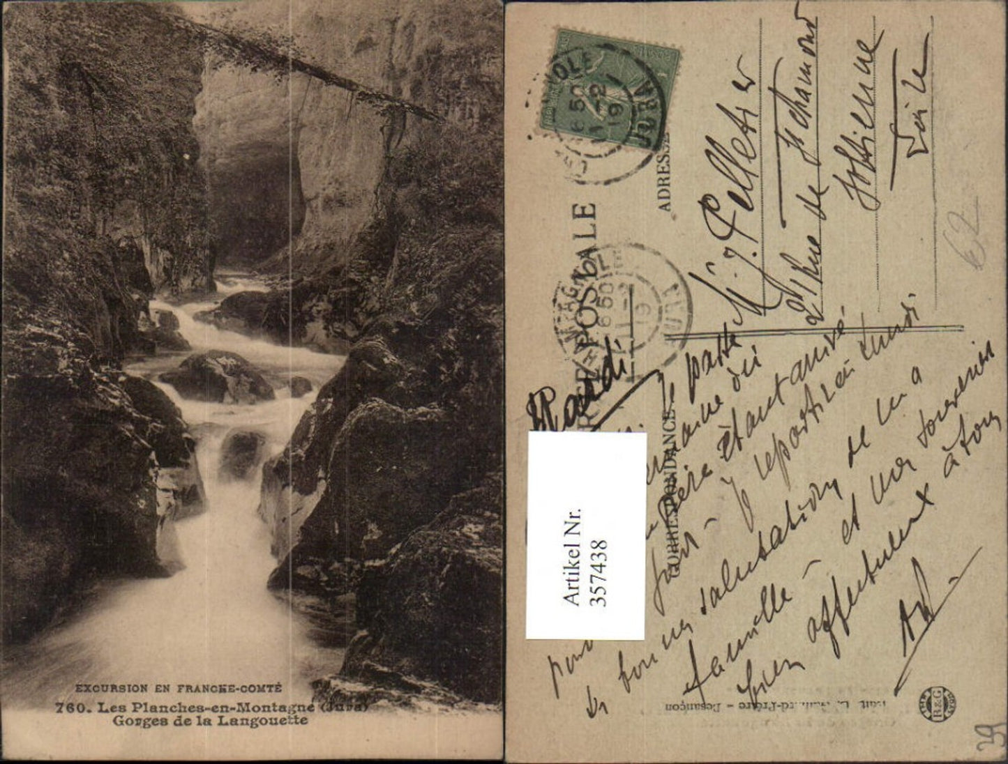 357438,Franche-Comte Jura Les Planches-en-Montagne Gorges de la Langouette Schlucht