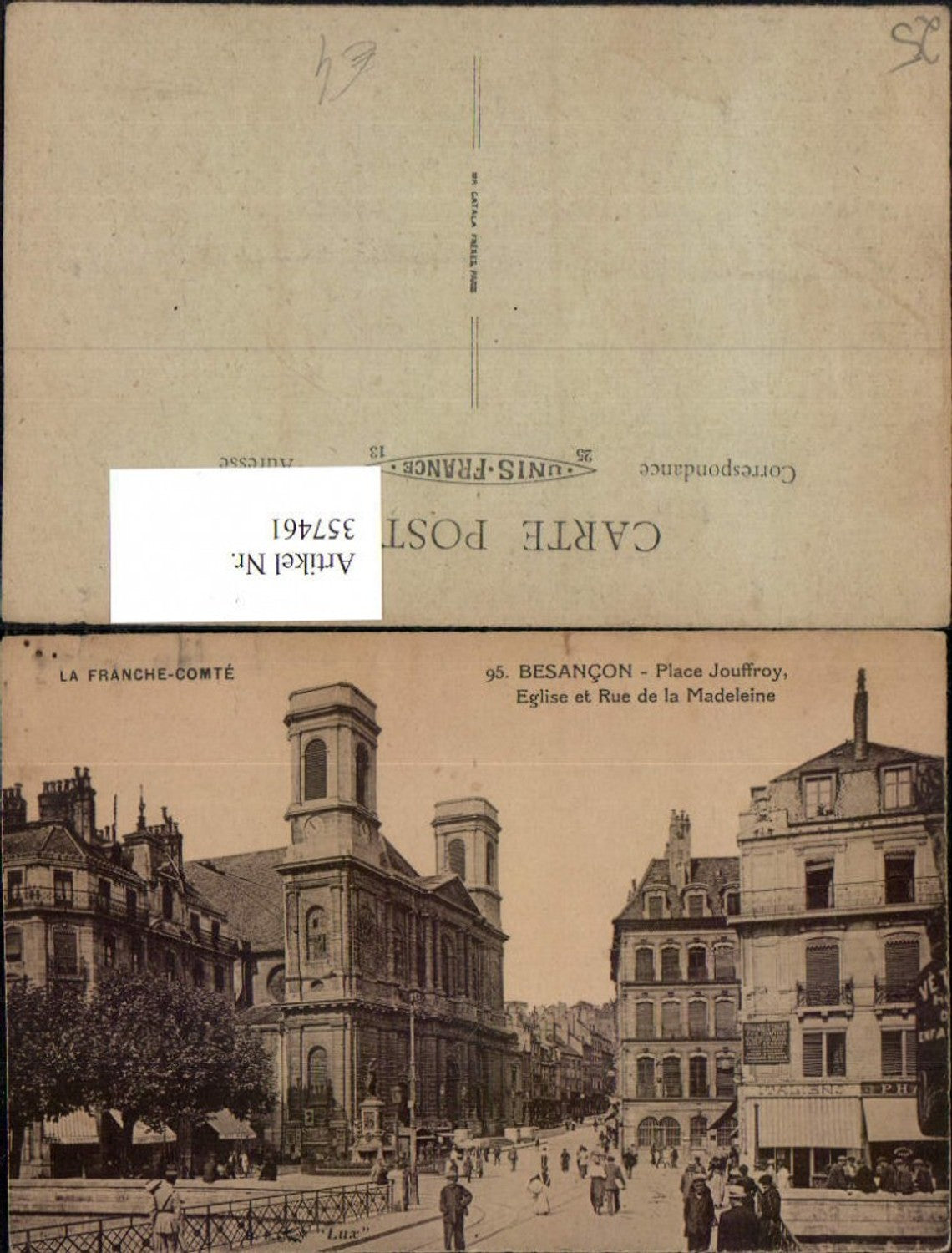 357461,Franche-Comte Doubs Besancon Place Jouffroy Eglise et Rue de la Madeleine Kirche