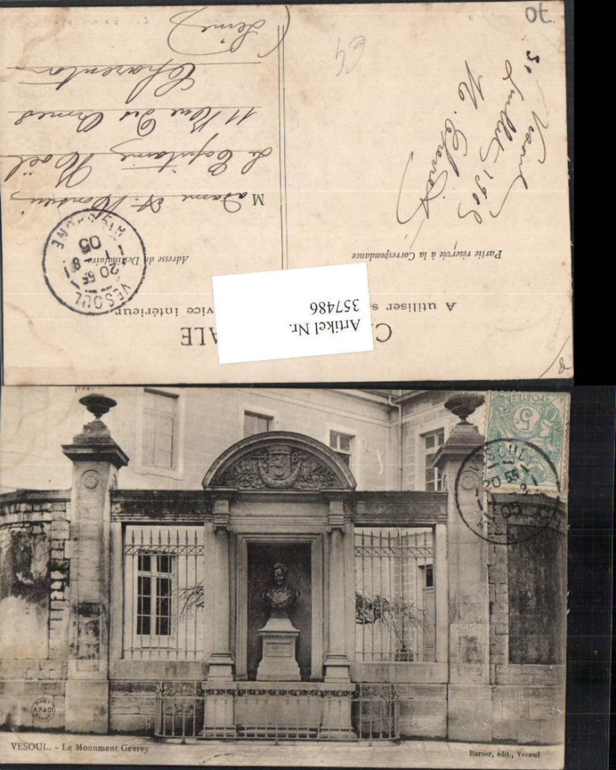 357486,Franche-Comte Haute-Saone Vesoul Le Monument Gevrey Büste