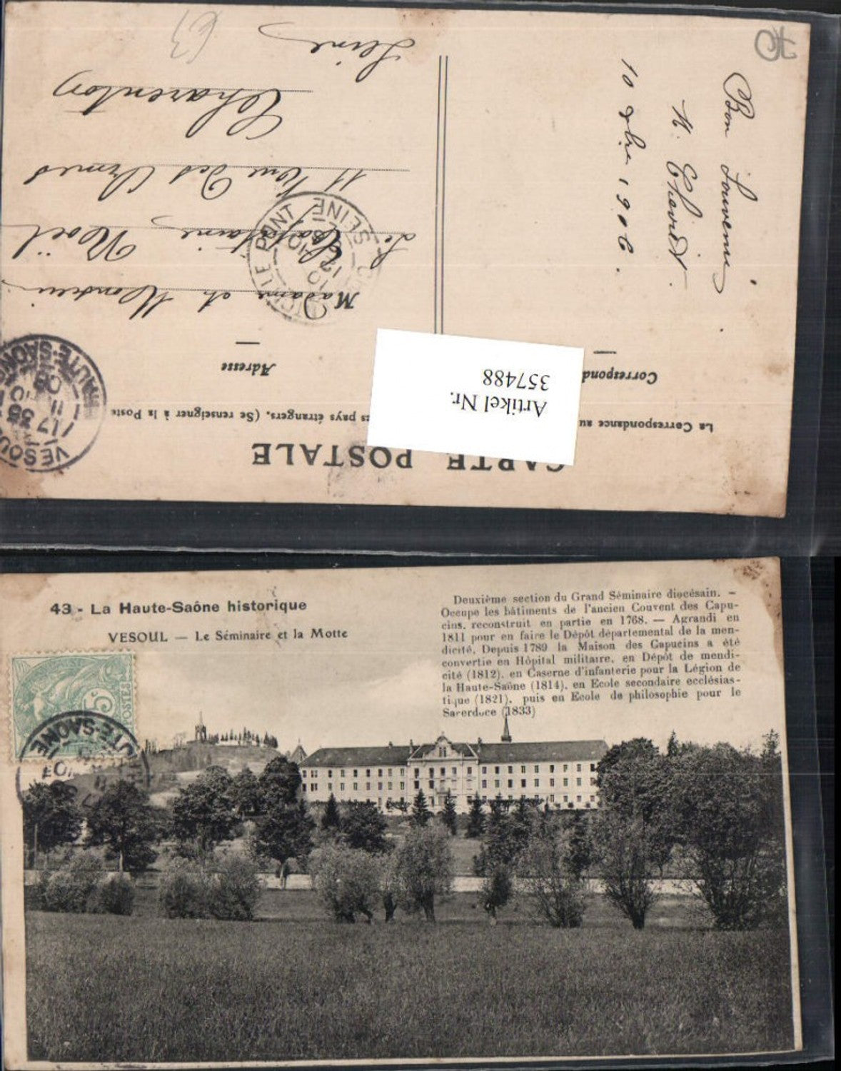 357488,Franche-Comte Haute-Saone Vesoul Le Seminaire et la Motte Gebäude Text