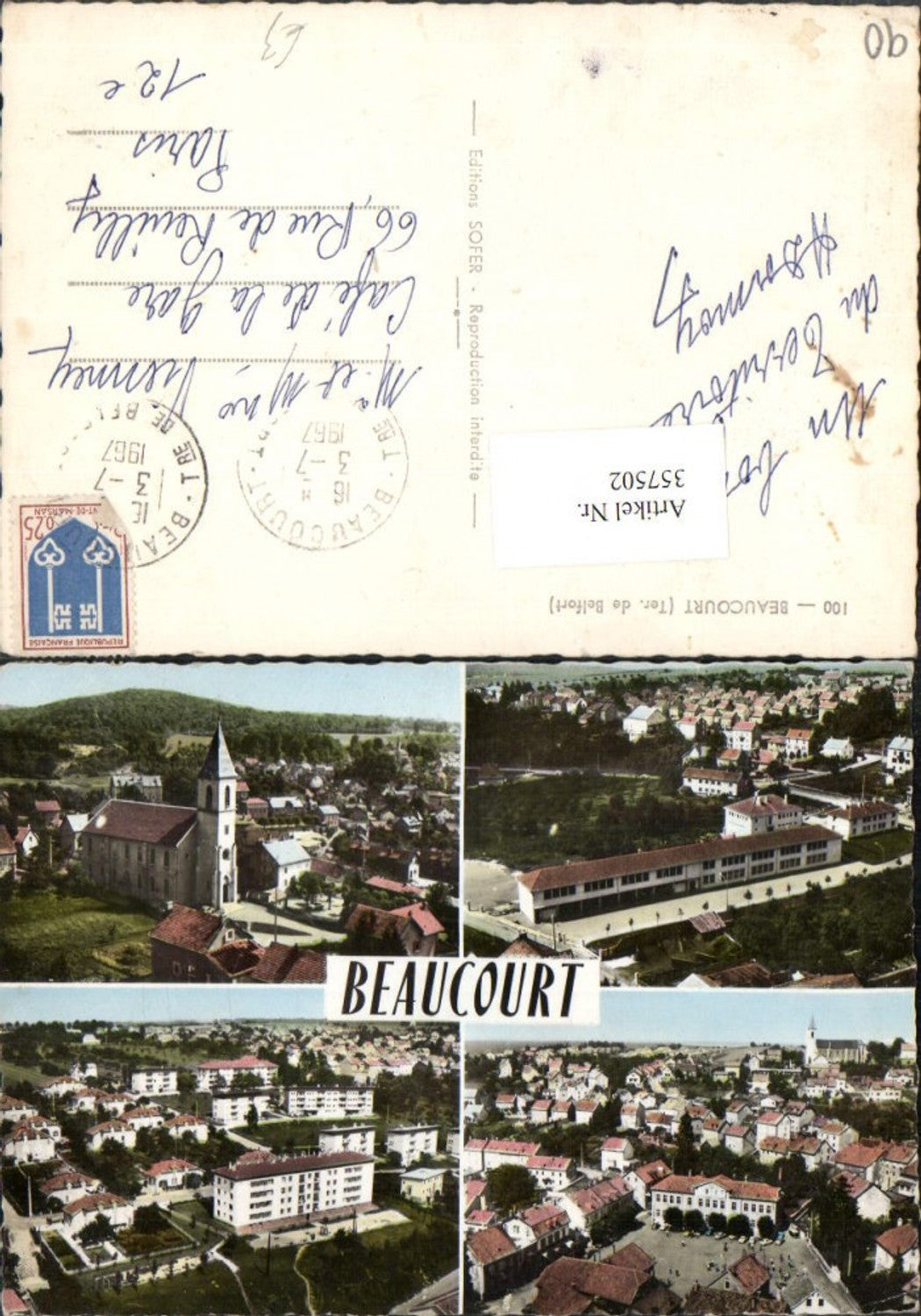 357502,Franche-Comte Territoire-de-Belfort Beaucourt Totale Kirche Mehrbildkarte