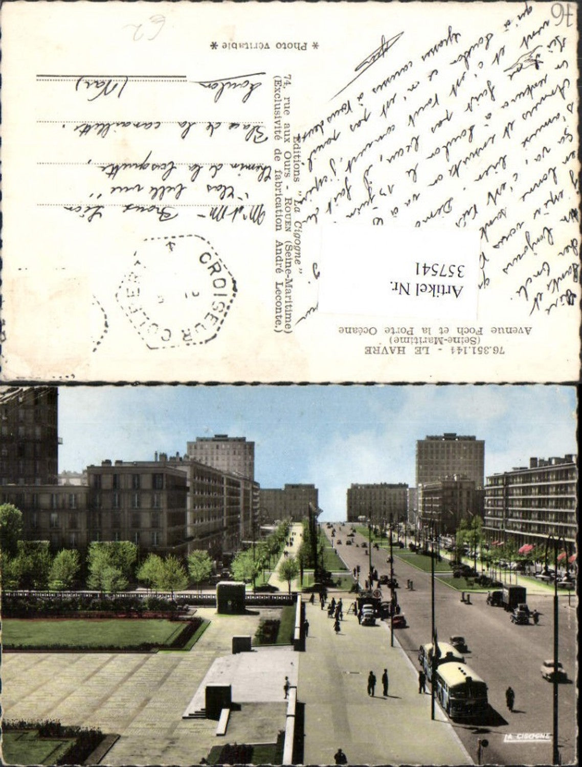 357541,Haute-Normandie Seine-Maritime Le Havre Avenue Foch et la Porte Oceane Straßenansicht