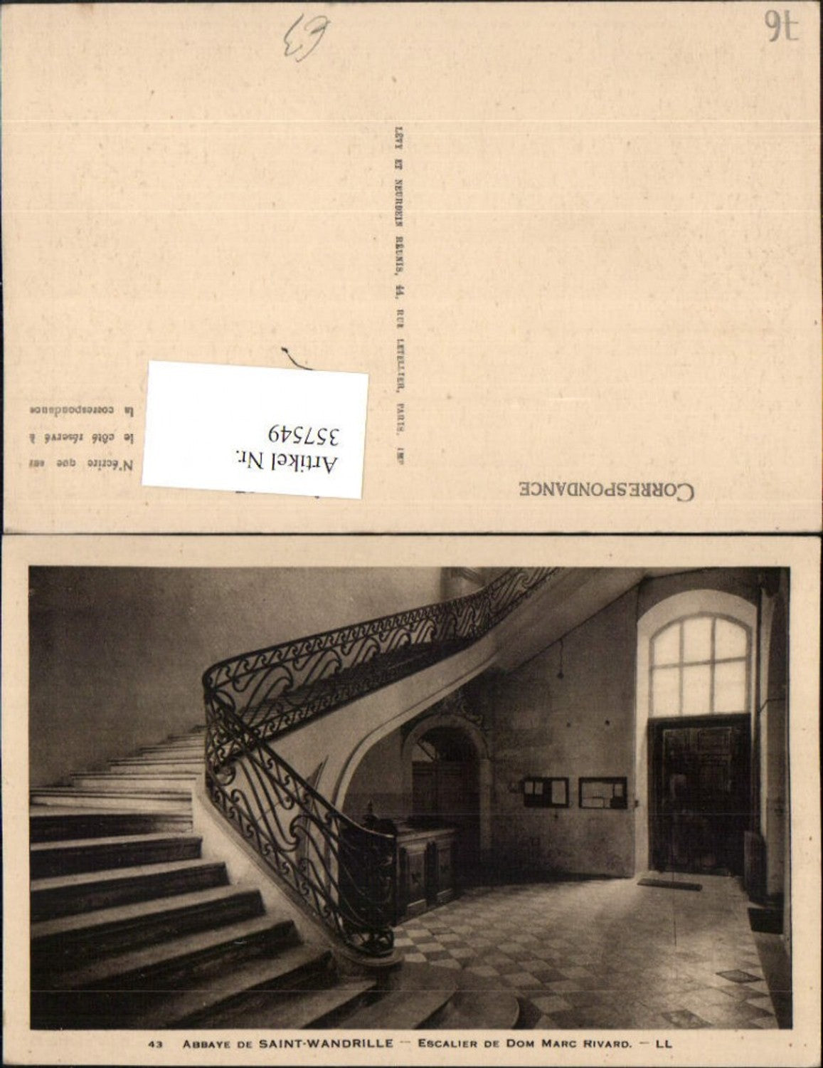 357549,Haute-Normandie Seine-Maritime Abbaye Saint-Wandrille Escalier de Dom Marc Rivard Staircase