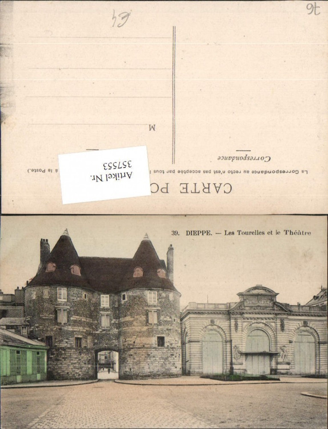 357553,Haute-Normandie Seine-Maritime Dieppe Les tourelles et le Theatre Straßenansicht