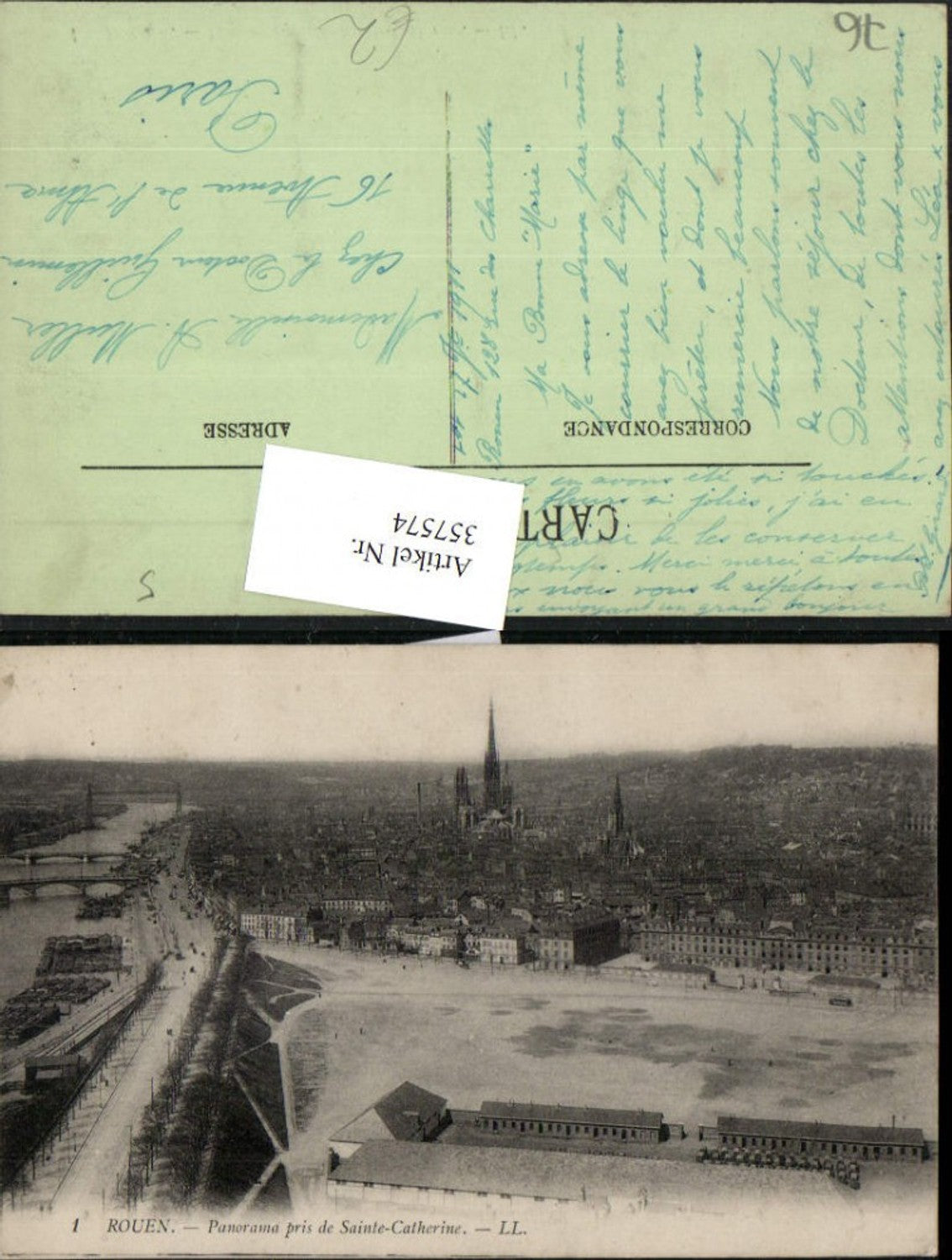 357574,Haute-Normandie Seine-Maritime Rouen Panorama pris de Sainte-Catherine Totale