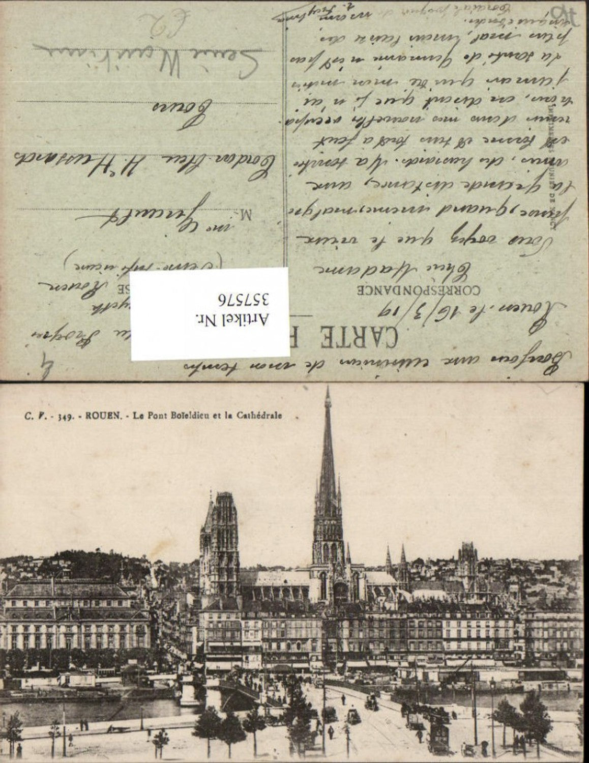 357576,Haute-Normandie Seine-Maritime Rouen Le Pont Boieldieu et la Cathedrale Brücke Kirche