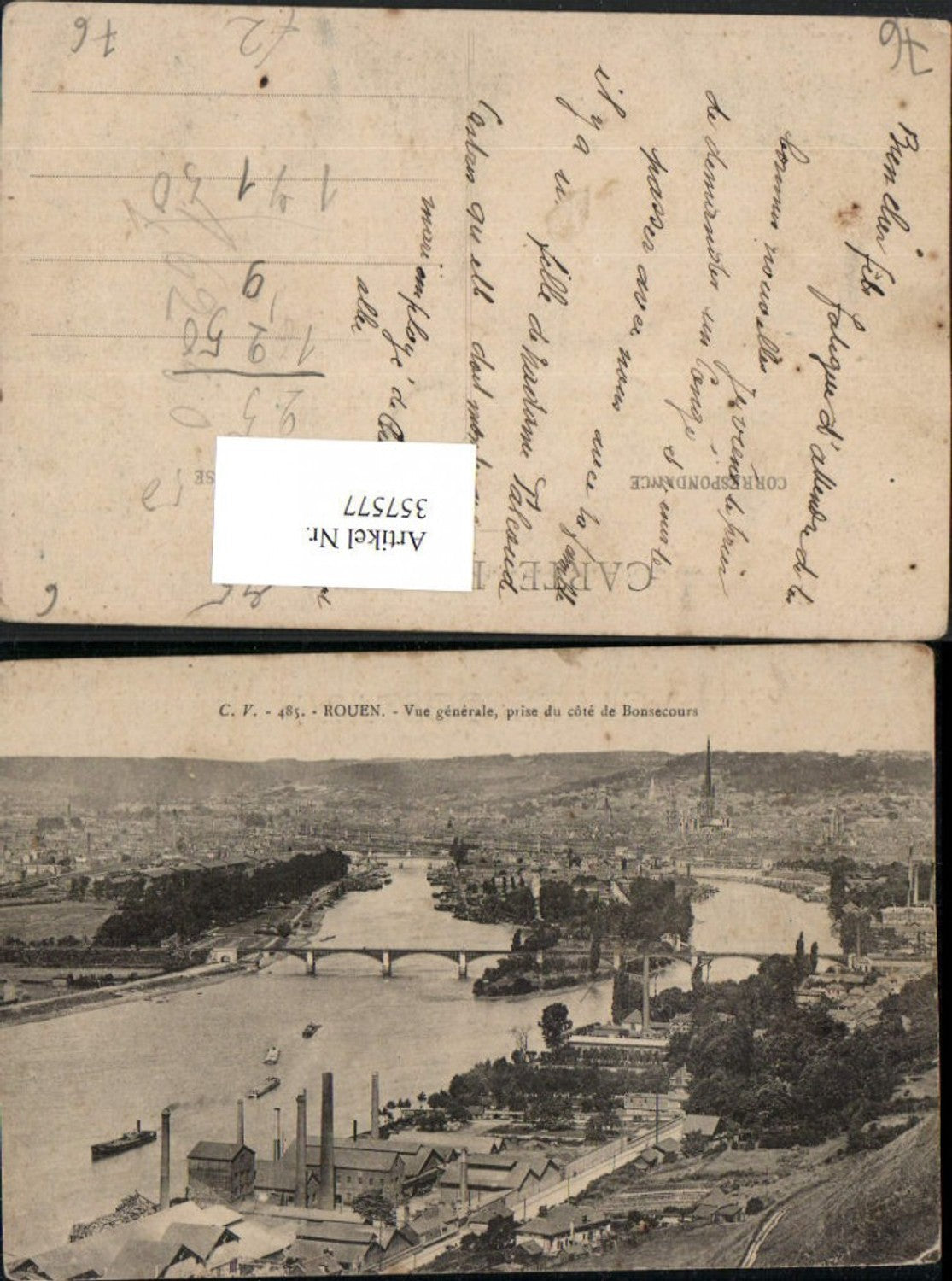357577,Haute-Normandie Seine-Maritime Rouen Vue generale prize du cote de Bonsecours Totale