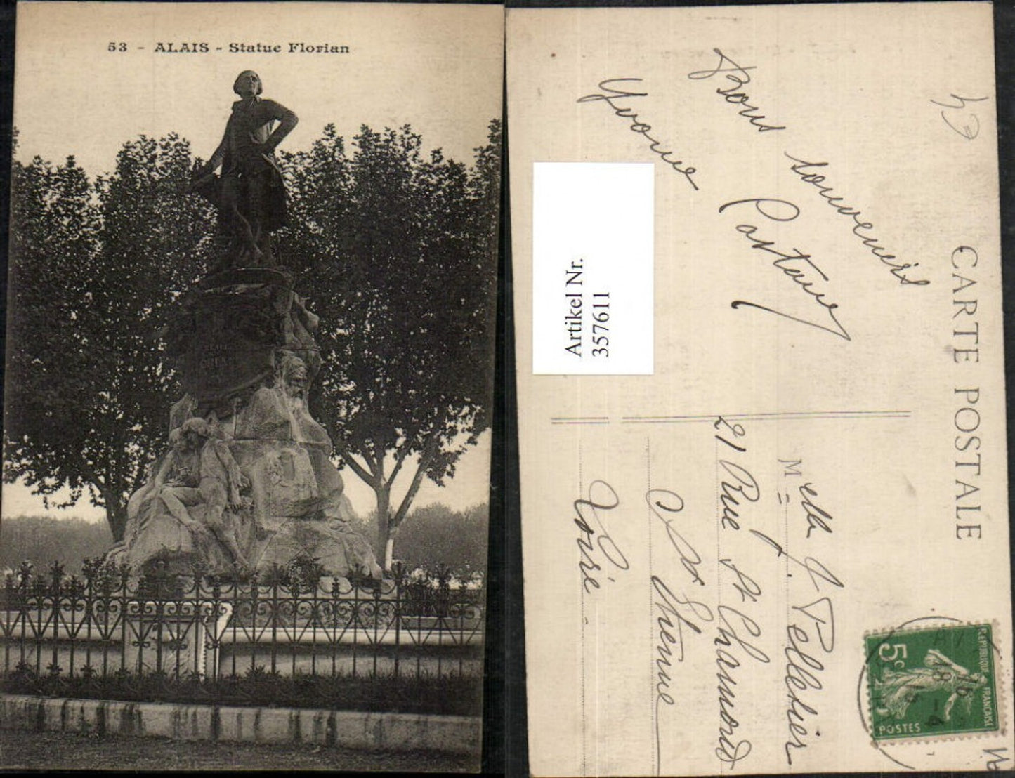 357611,Ile-de-France Essonne Alais Statue Florian Monument