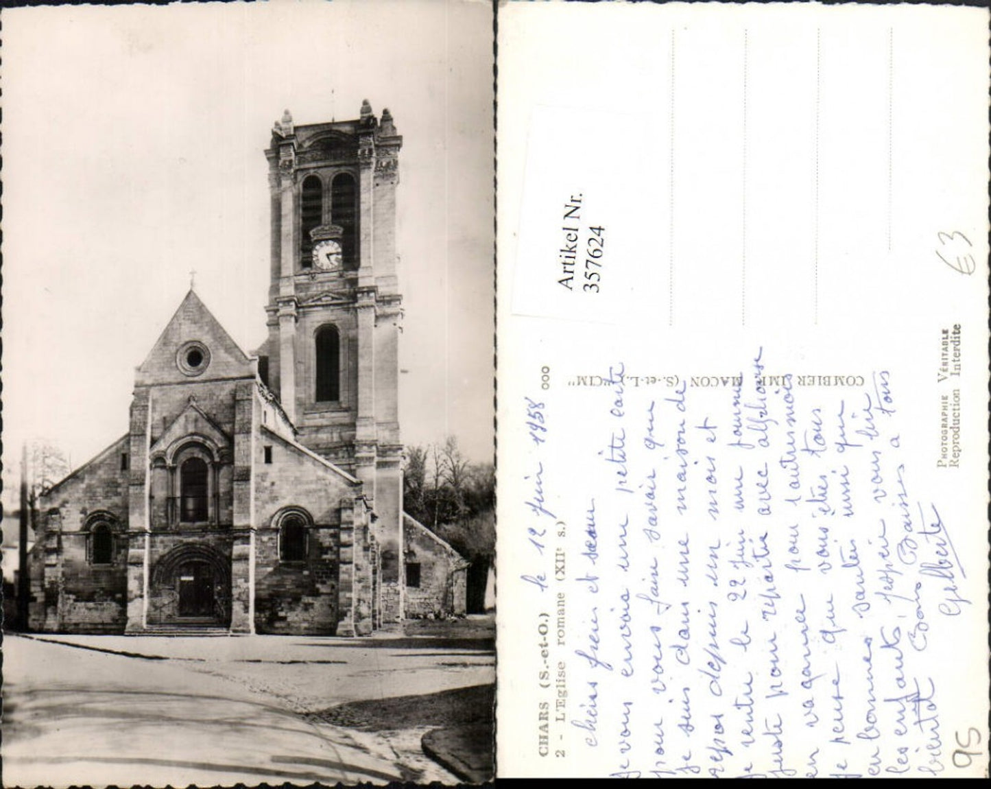 357624,Ile-de-France Val-Oise Chars L'Eglise romane Kirche