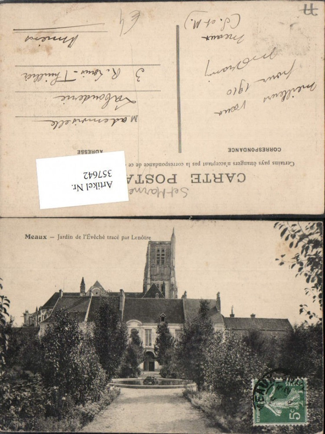 357642,Ile-de-France Seine-et-Marne Meaux Jardin de l'Eveche trace par Lenotre Bistum Kirche