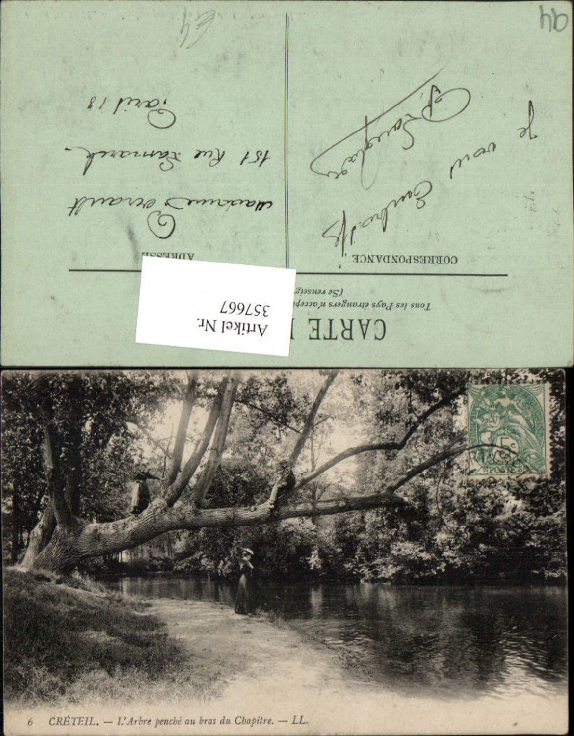 357667,Ile-de-France Val-de-Marne Creteil L'Arbe penche au bras du Chapitre Ufer